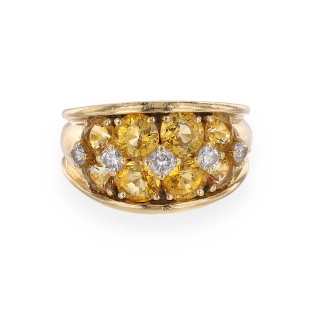 Gold, Yellow Sapphire, and Diamond Ring