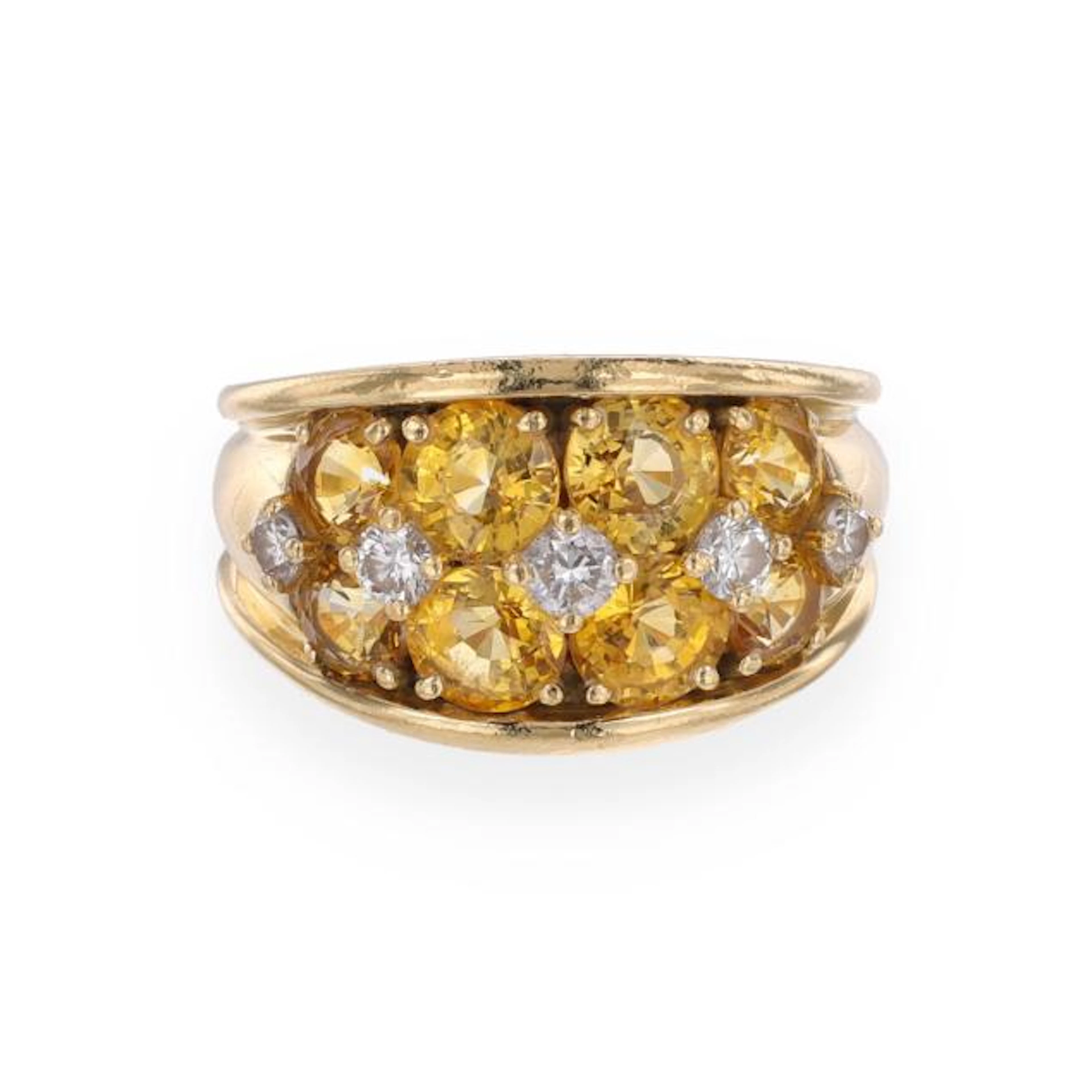 Gold, Yellow Sapphire, and Diamond Ring