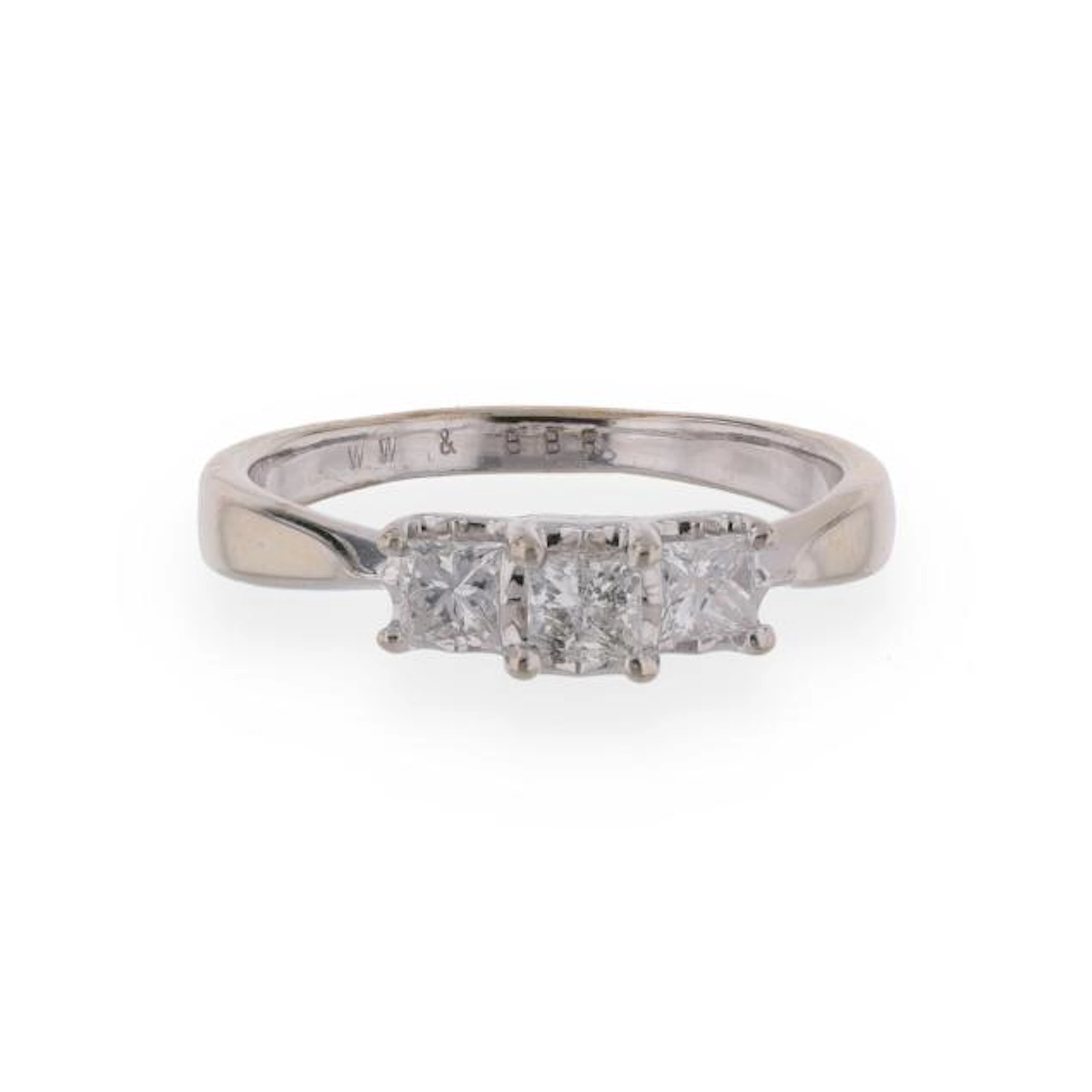 White Gold and Three-Stone Diamond Ring