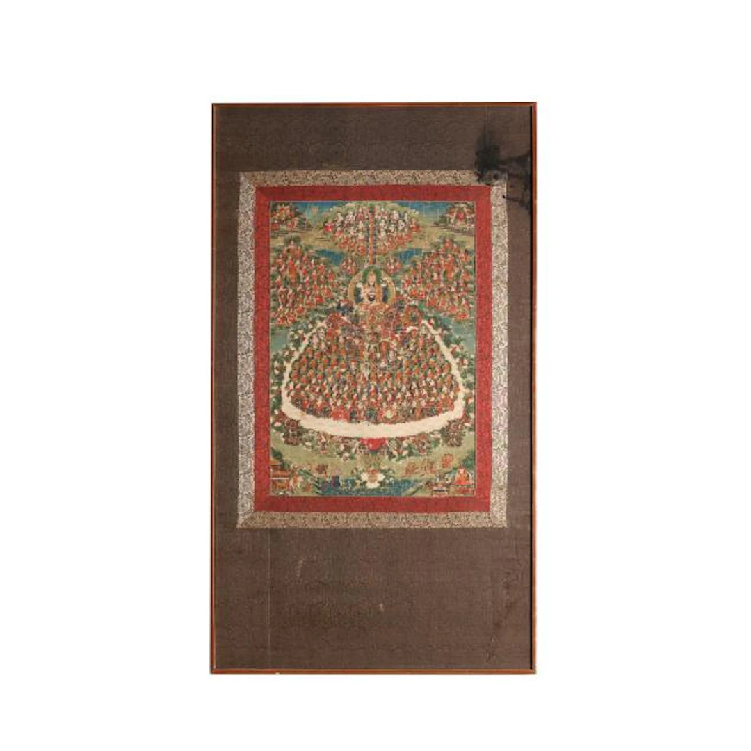A Tibetan Thangka Painting of the Tree of Refuge for Gelug Buddhism