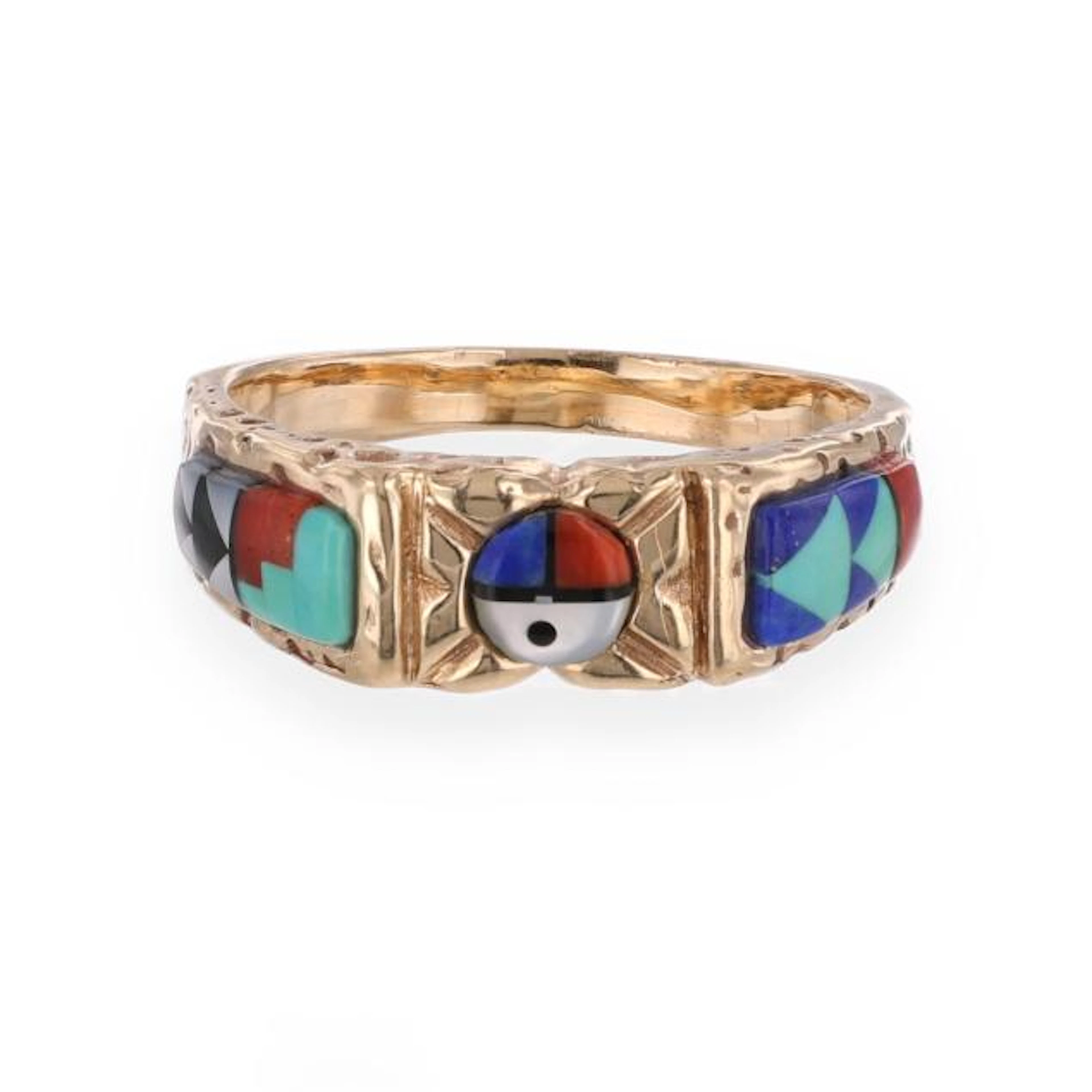 Gold and Inlaid Hardstone Ring