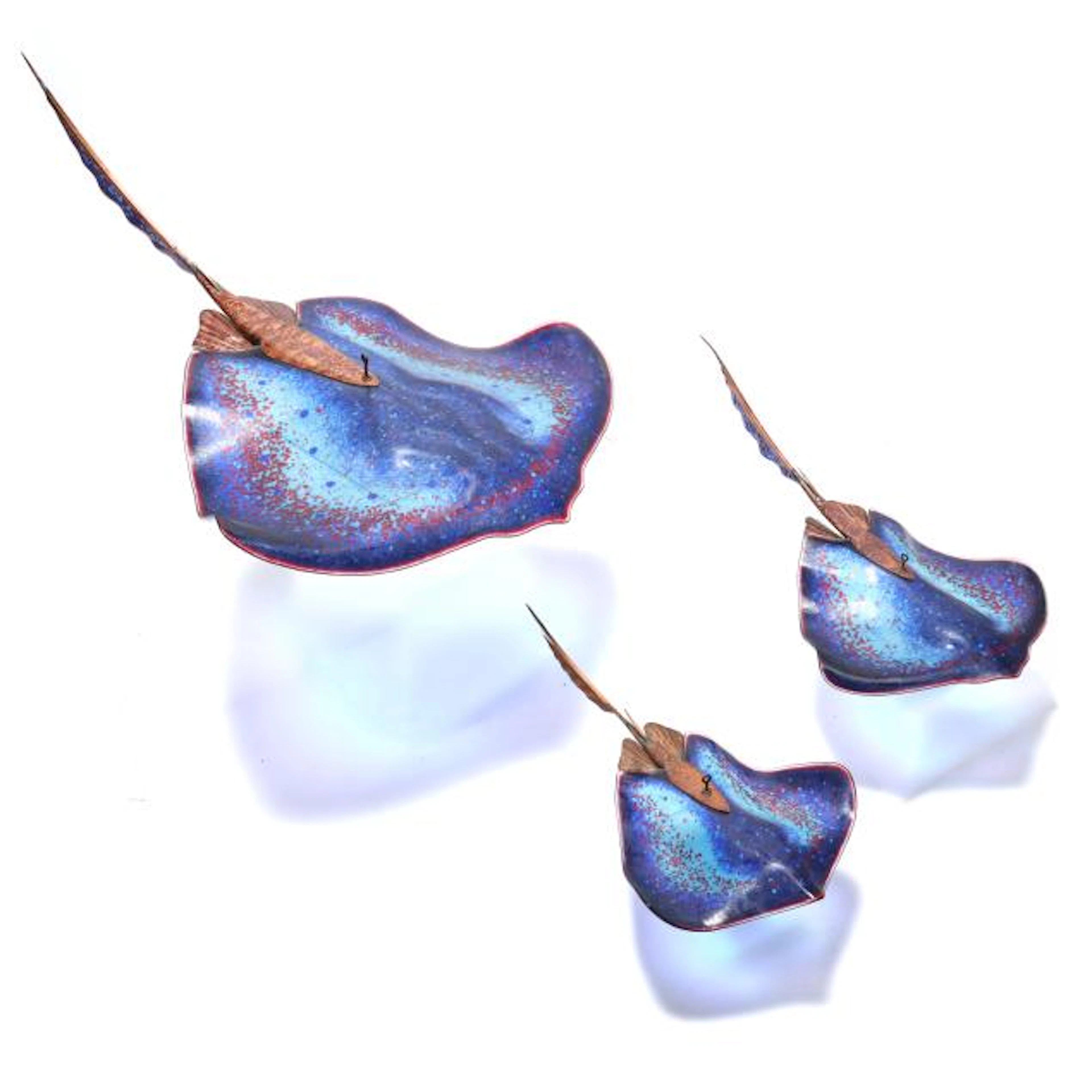 Stan Harmon (NC), Three Stingray Glass and Copper Sculptures