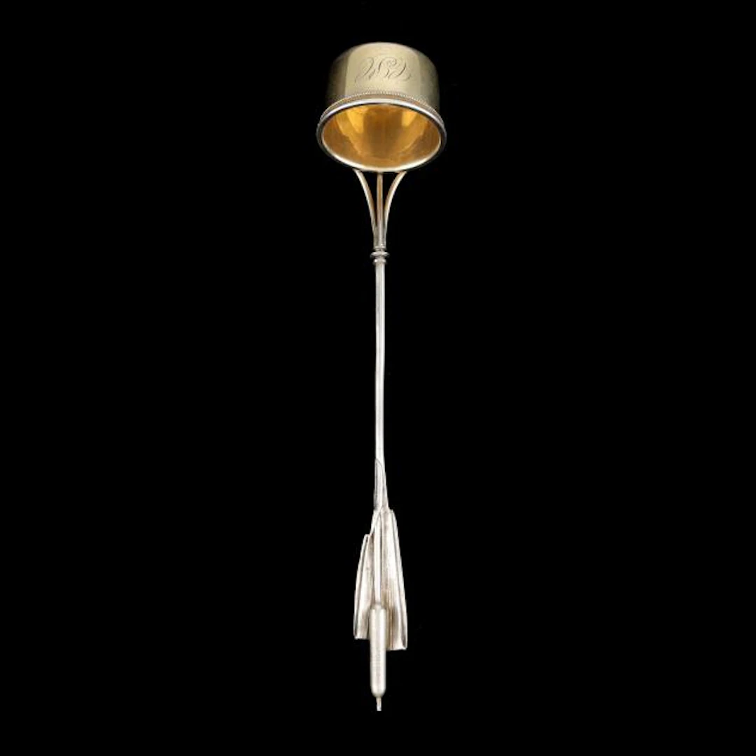 Rare Antique Whiting Sterling Silver Cattail Cream Ladle