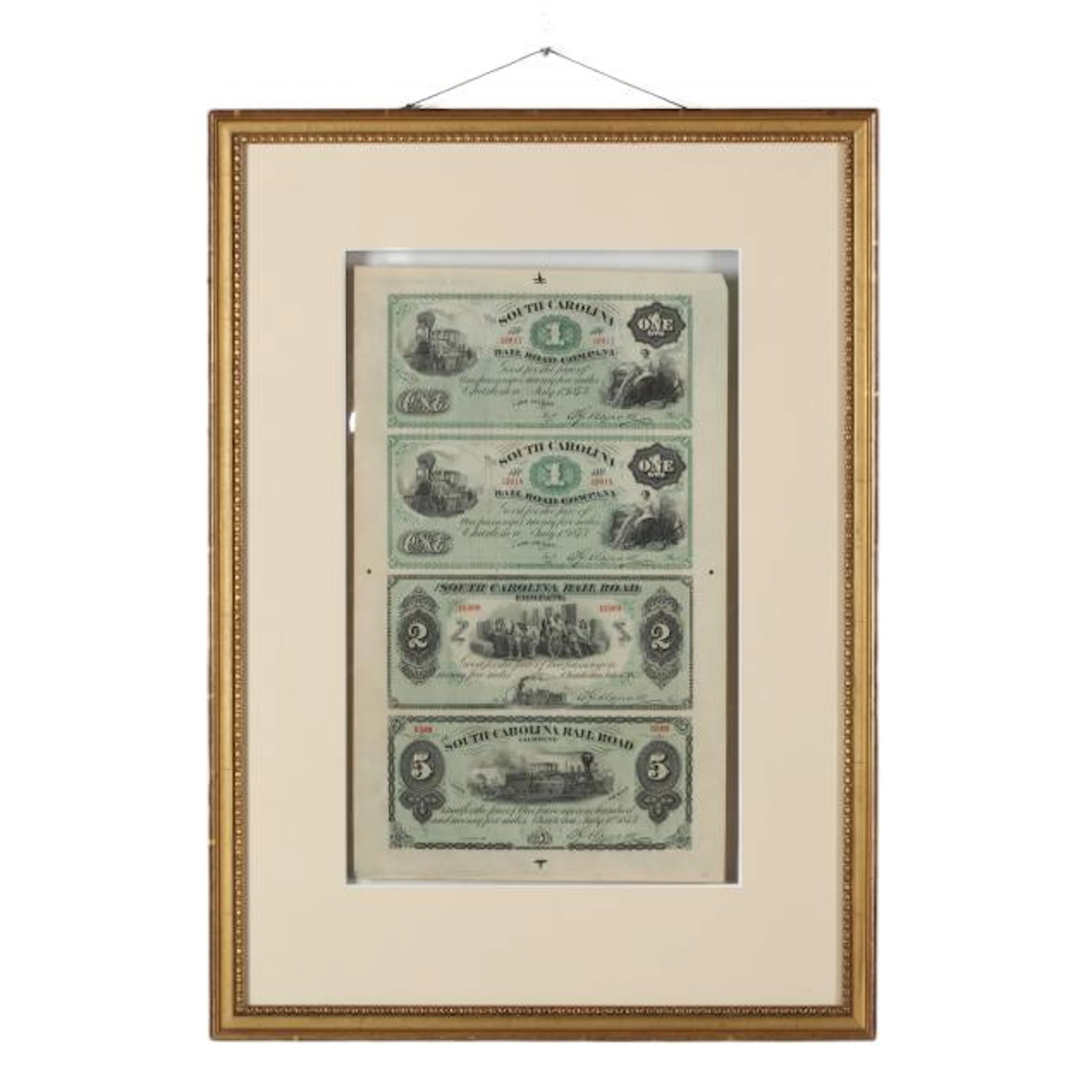 Uncut Sheet of Railway $1-$5 Fare Vouchers from the South Carolina
