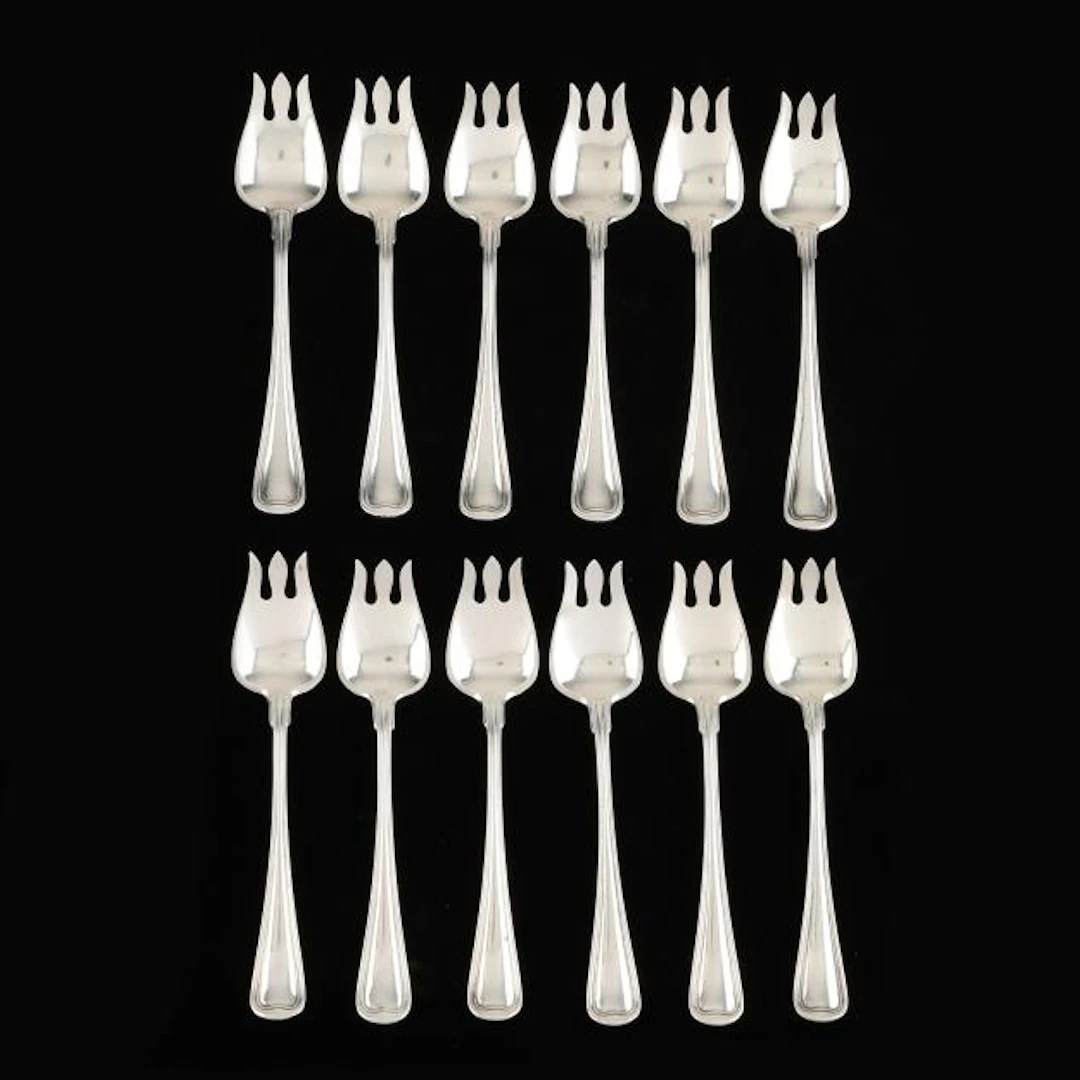 Set of Twelve Gorham Old French Sterling Silver Ice Cream Forks
