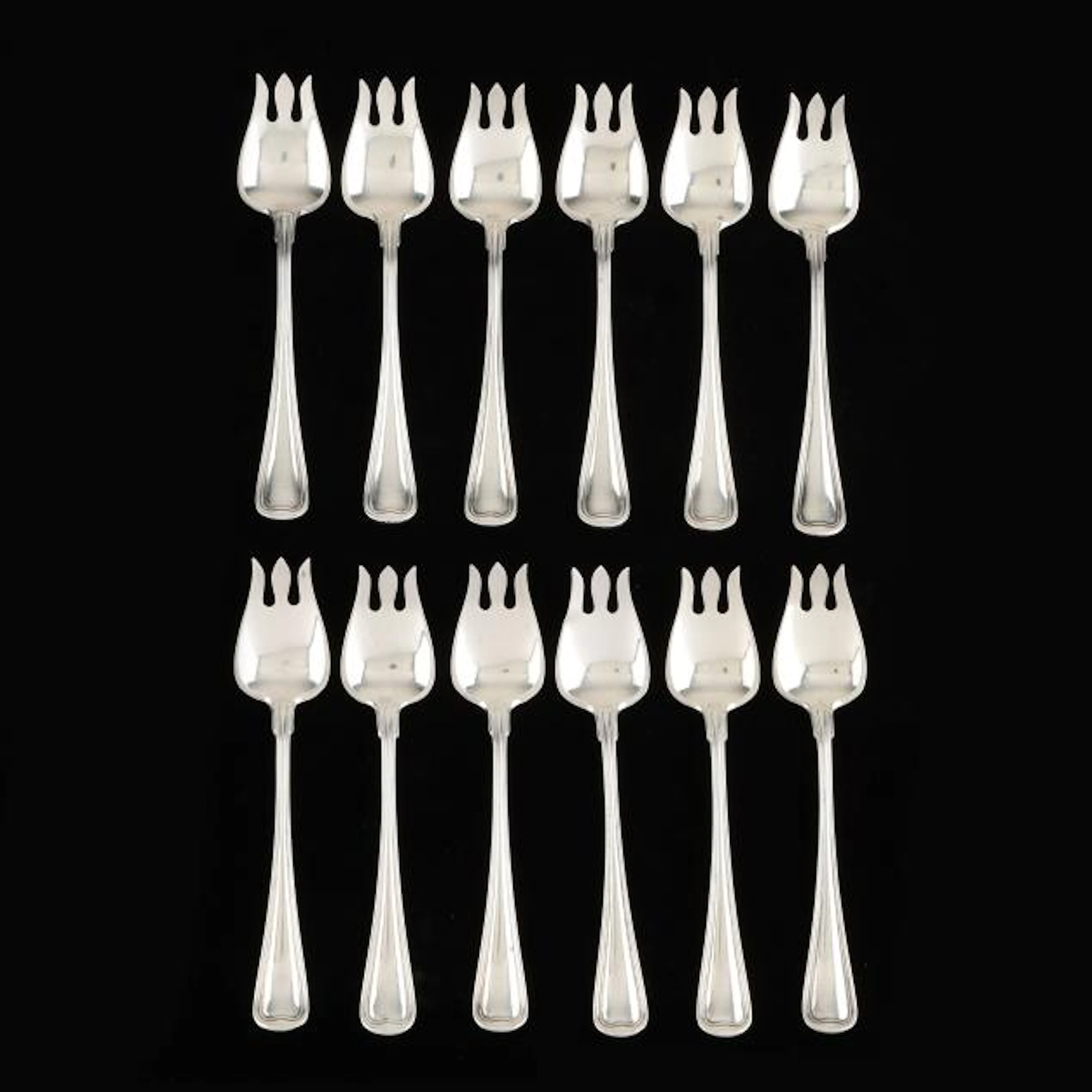Set of Twelve Gorham Old French Sterling Silver Ice Cream Forks