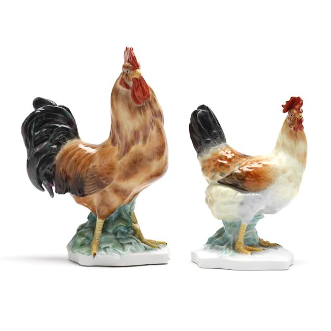 Herend Natural Rooster and Hen