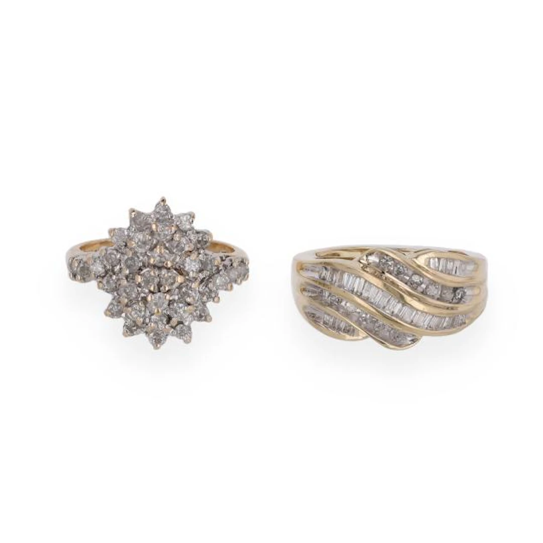 Two Gold and Diamond Rings