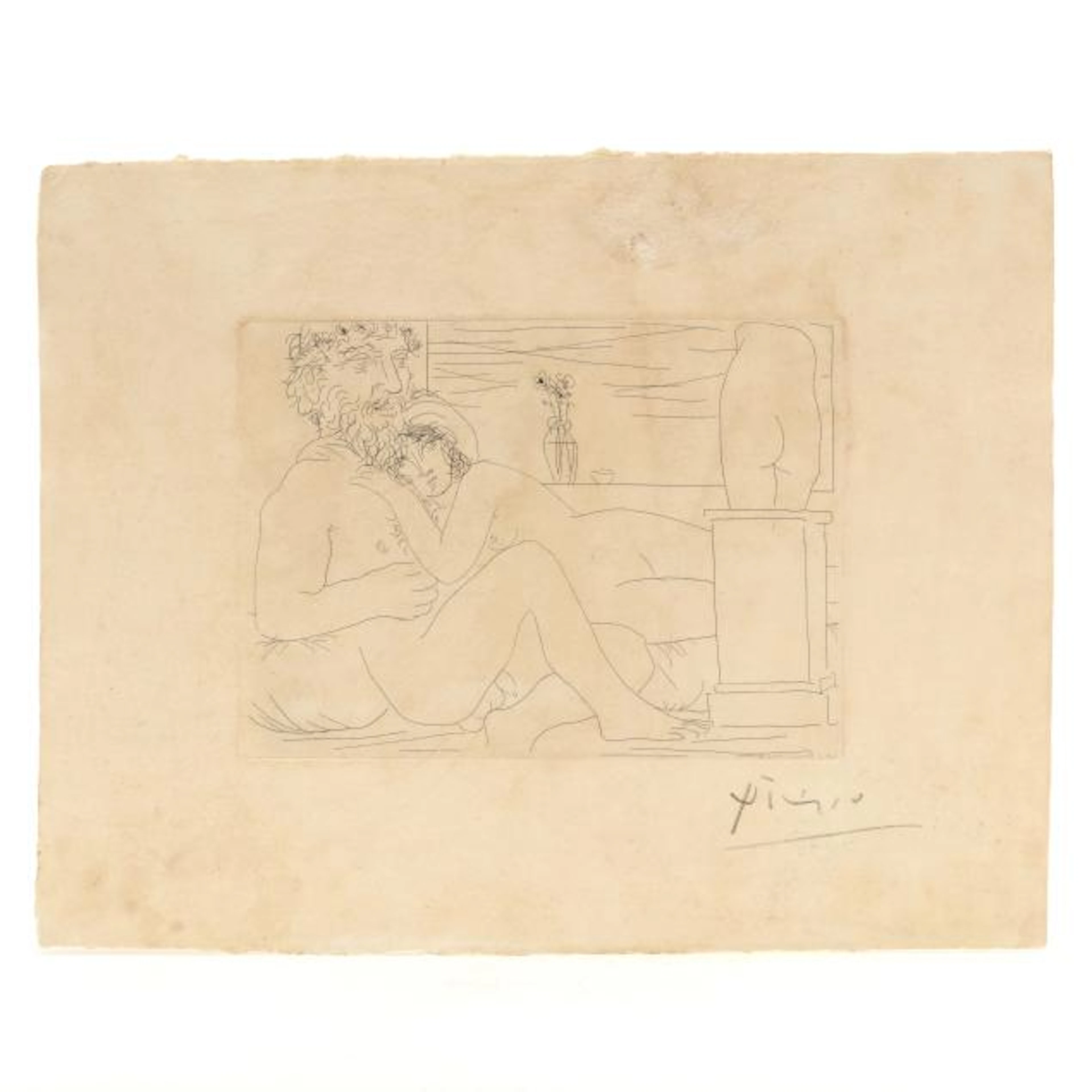 Pablo Picasso (Spanish, 1881-1973), Le repos du sculpteur devant le petit torse