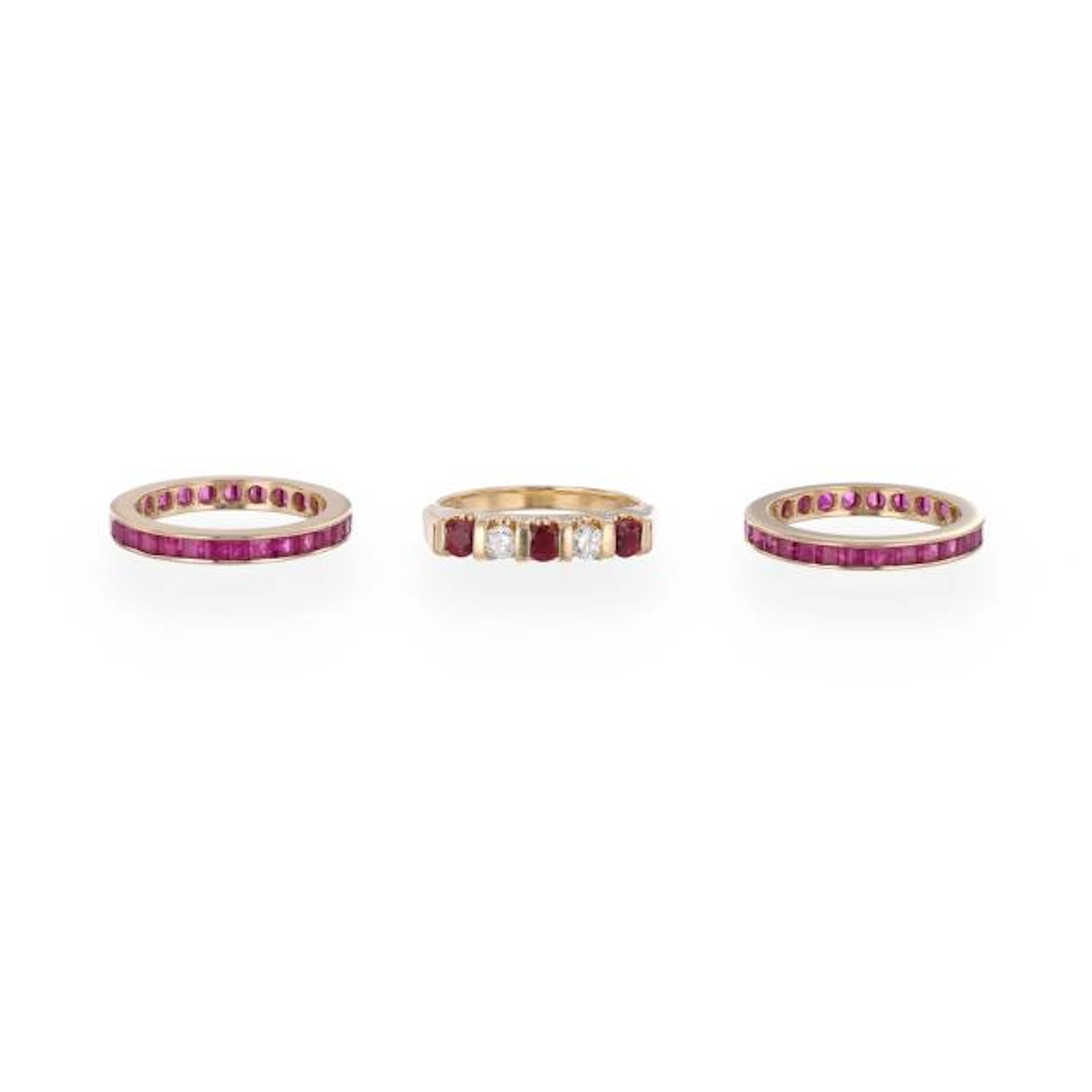 Group of Three Gold and Gem-Set Rings