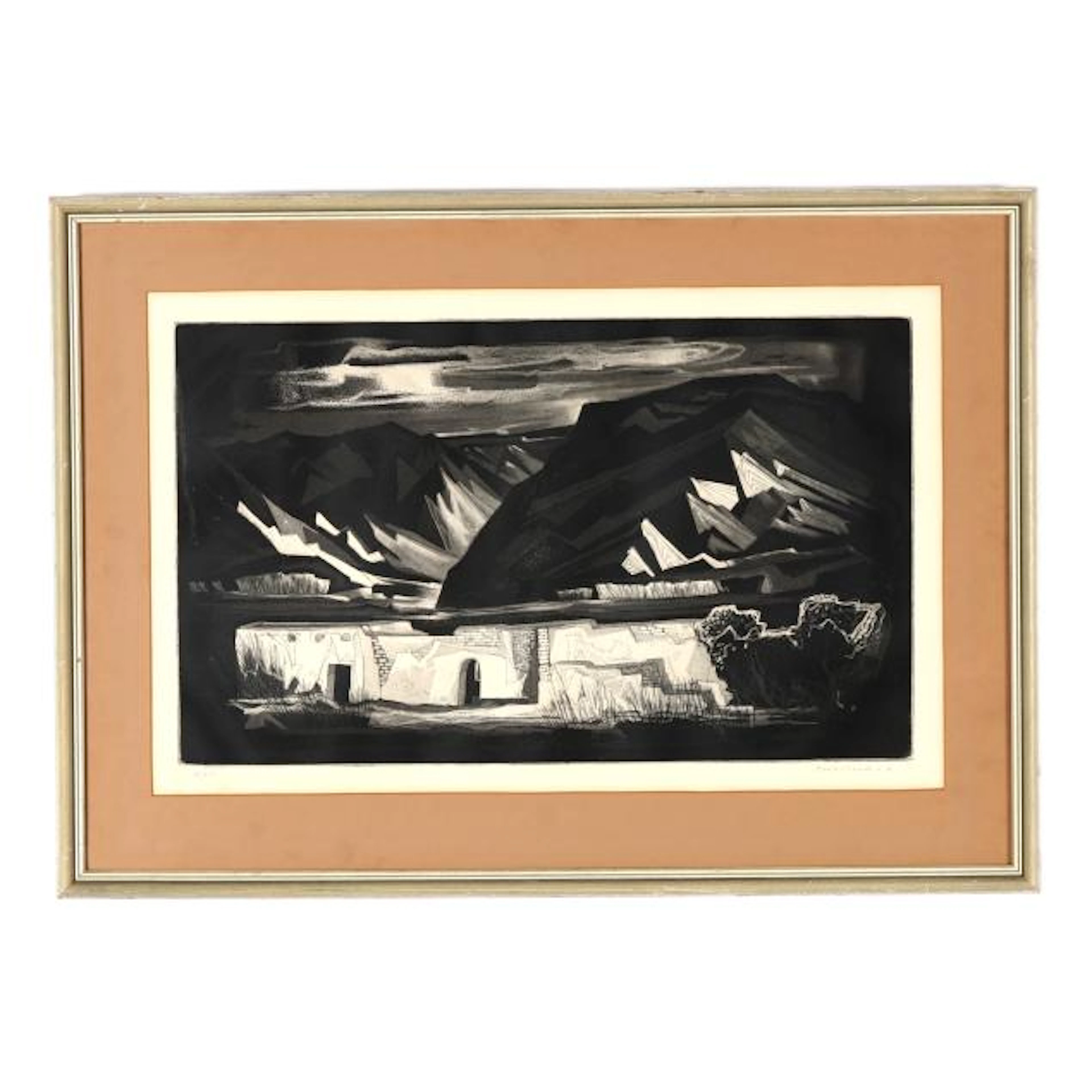 Doel Reed (American, 1894-1985), White Ruins and Dark Mountain