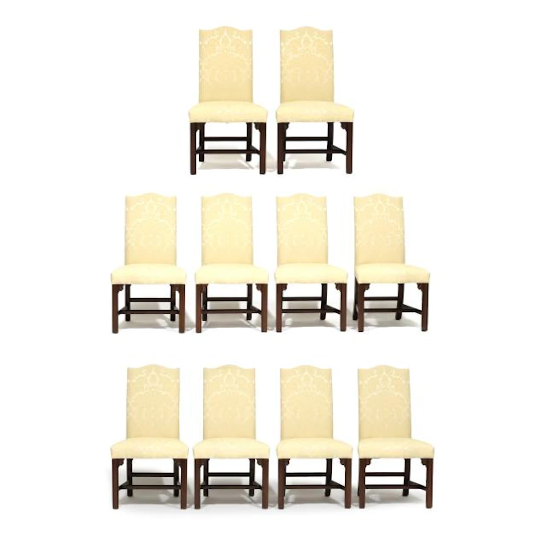 Henkel Harris, Set of Ten Over Upholstered Dining Chairs