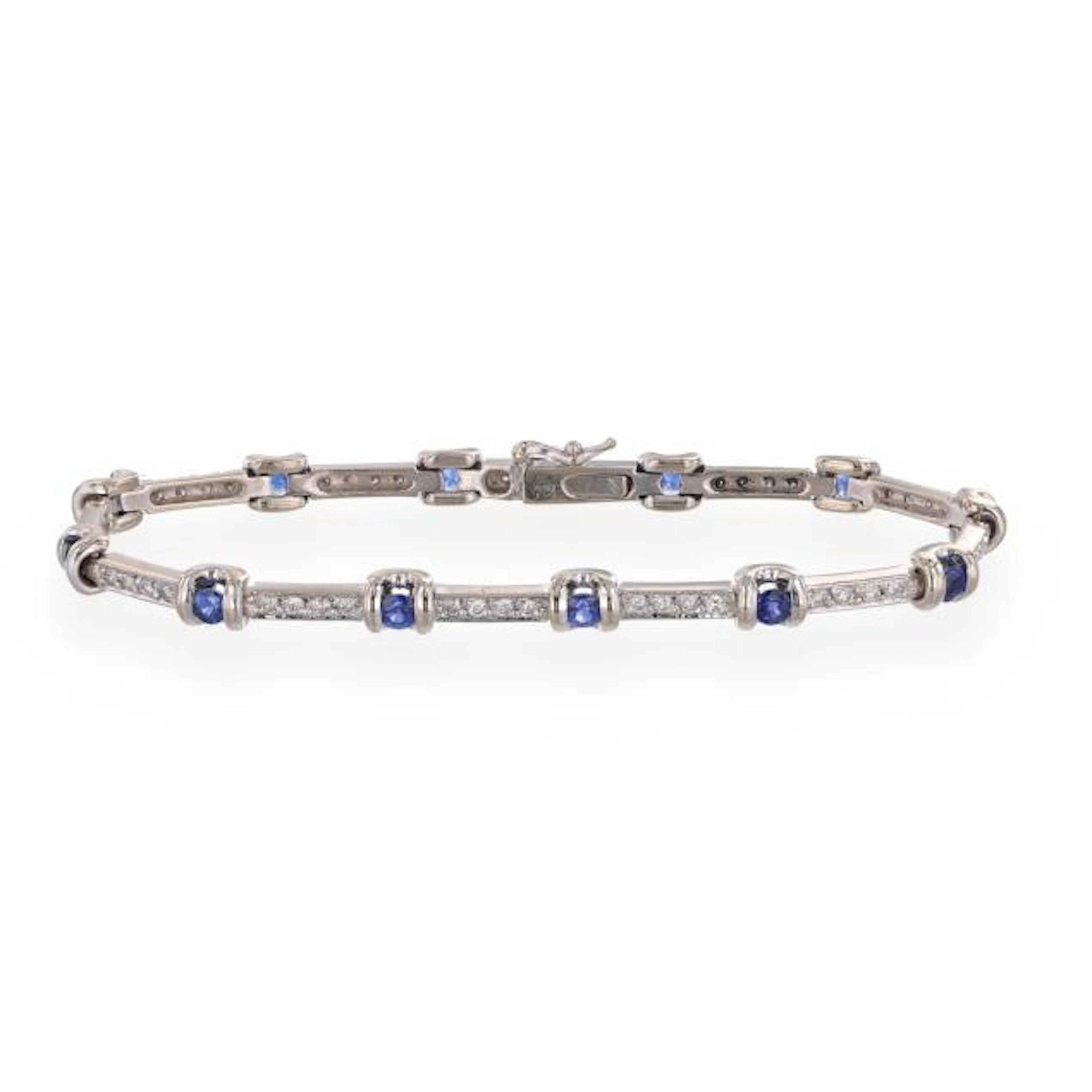 White Gold, Diamond, and Sapphire Bracelet