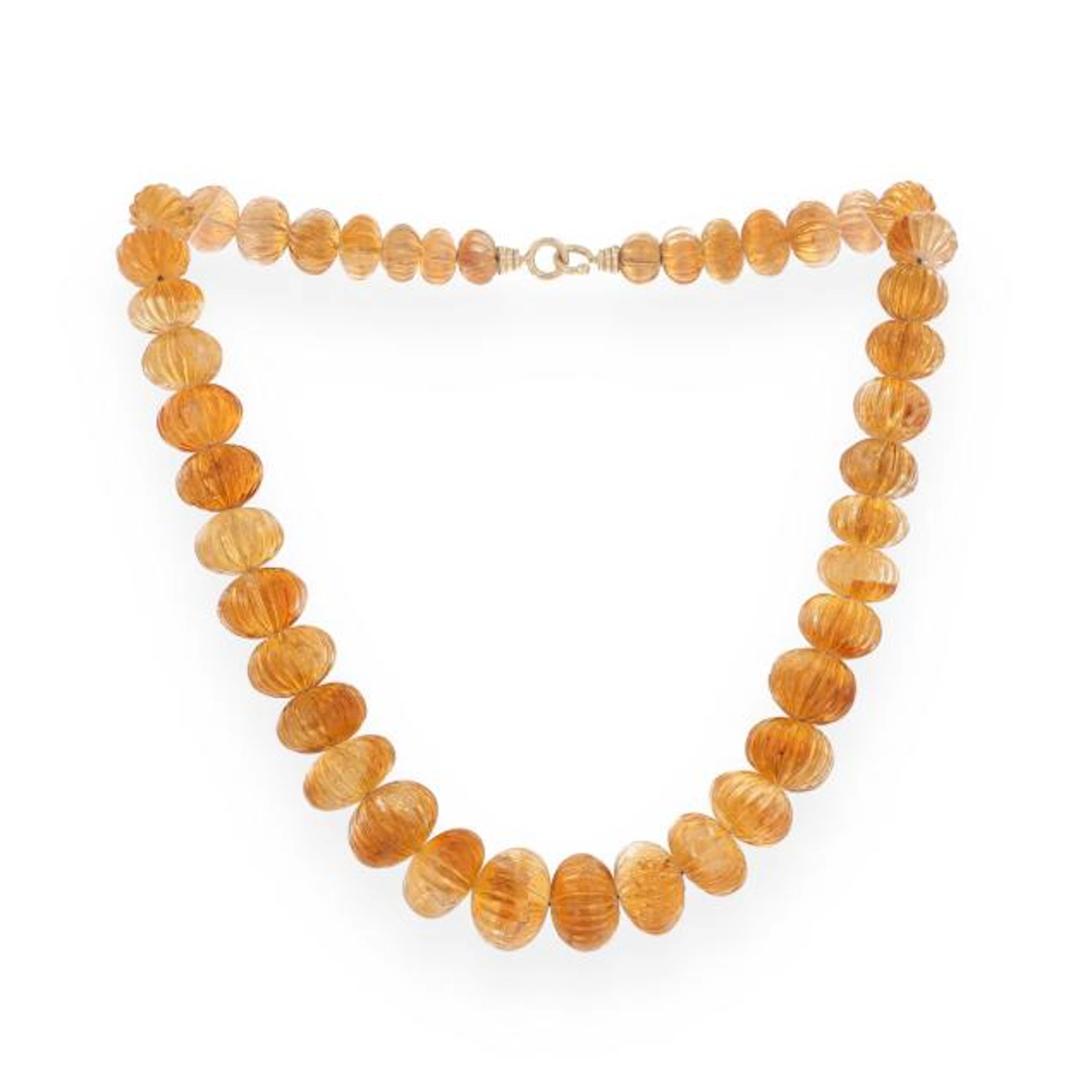 Carved Citrine Bead Necklace
