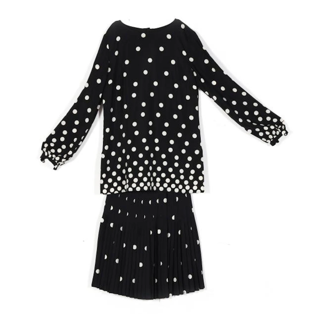 Black and White Polka Dot Blouse and Skirt Set, Valentino