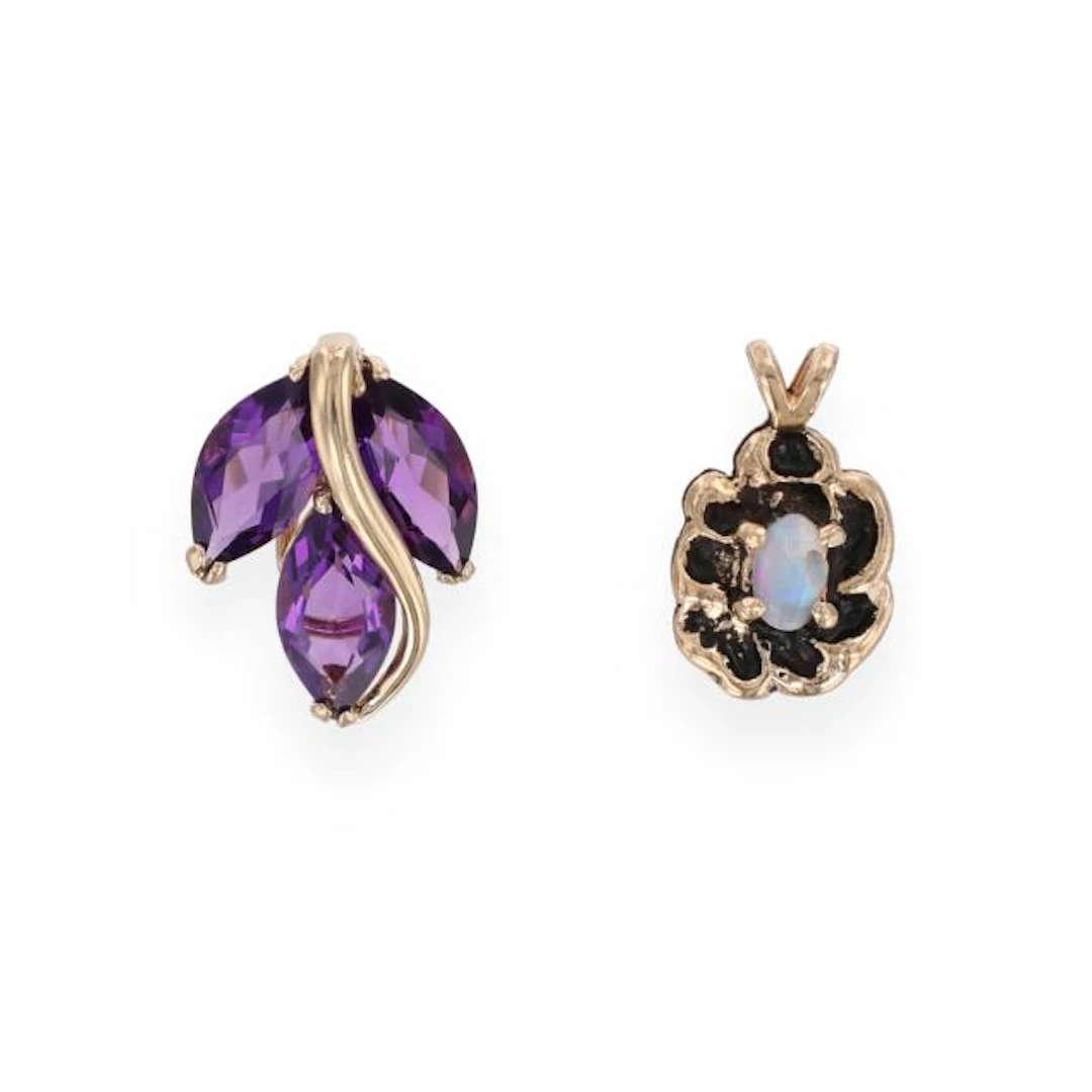 Two Gold and Gem-Set Pendants