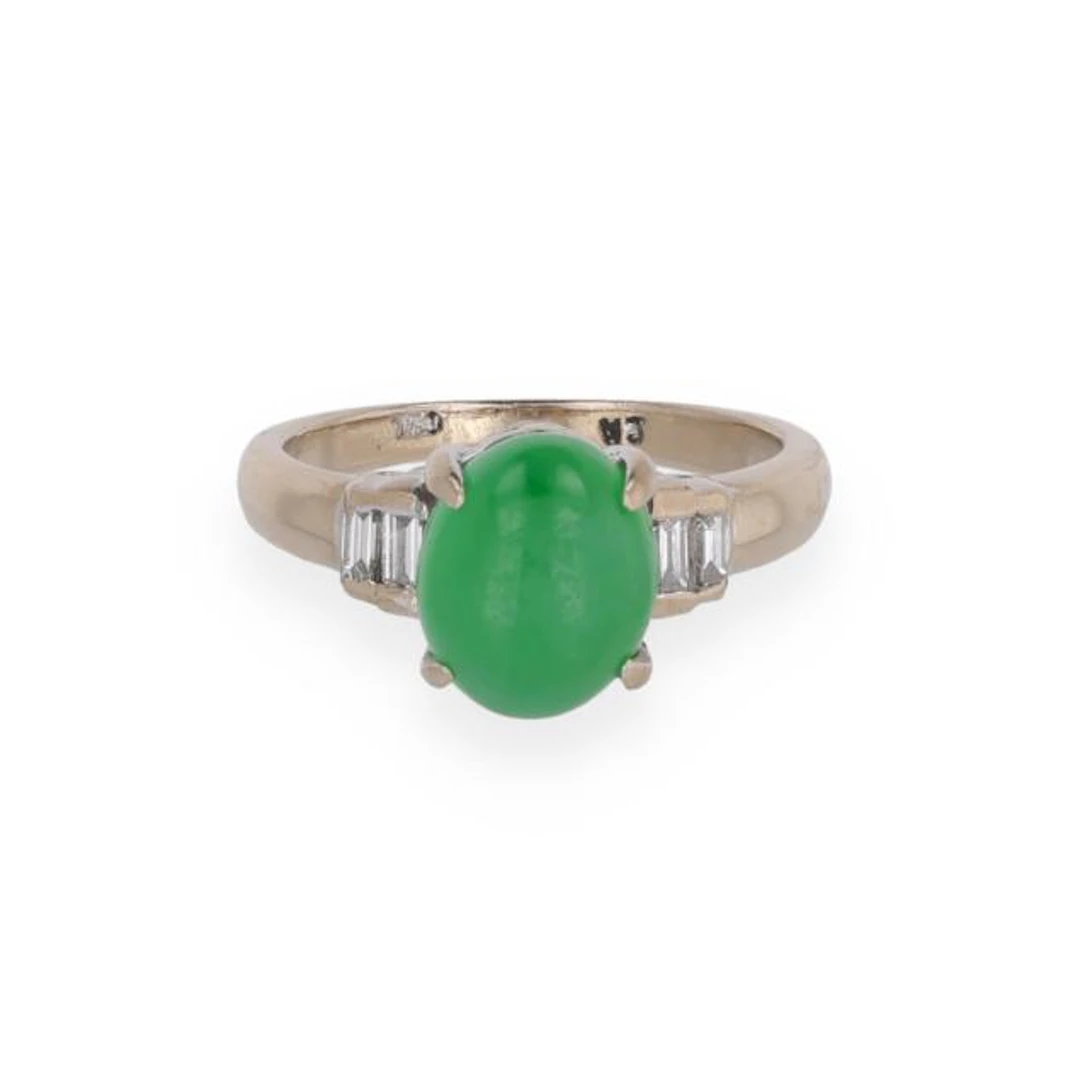White Gold, Jadeite Jade, and Diamond Ring