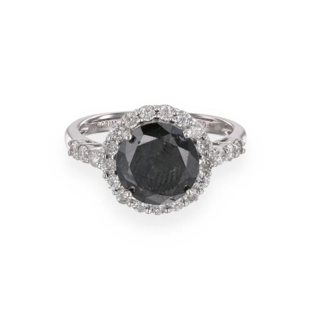White Gold, Black Diamond, and Diamond Ring