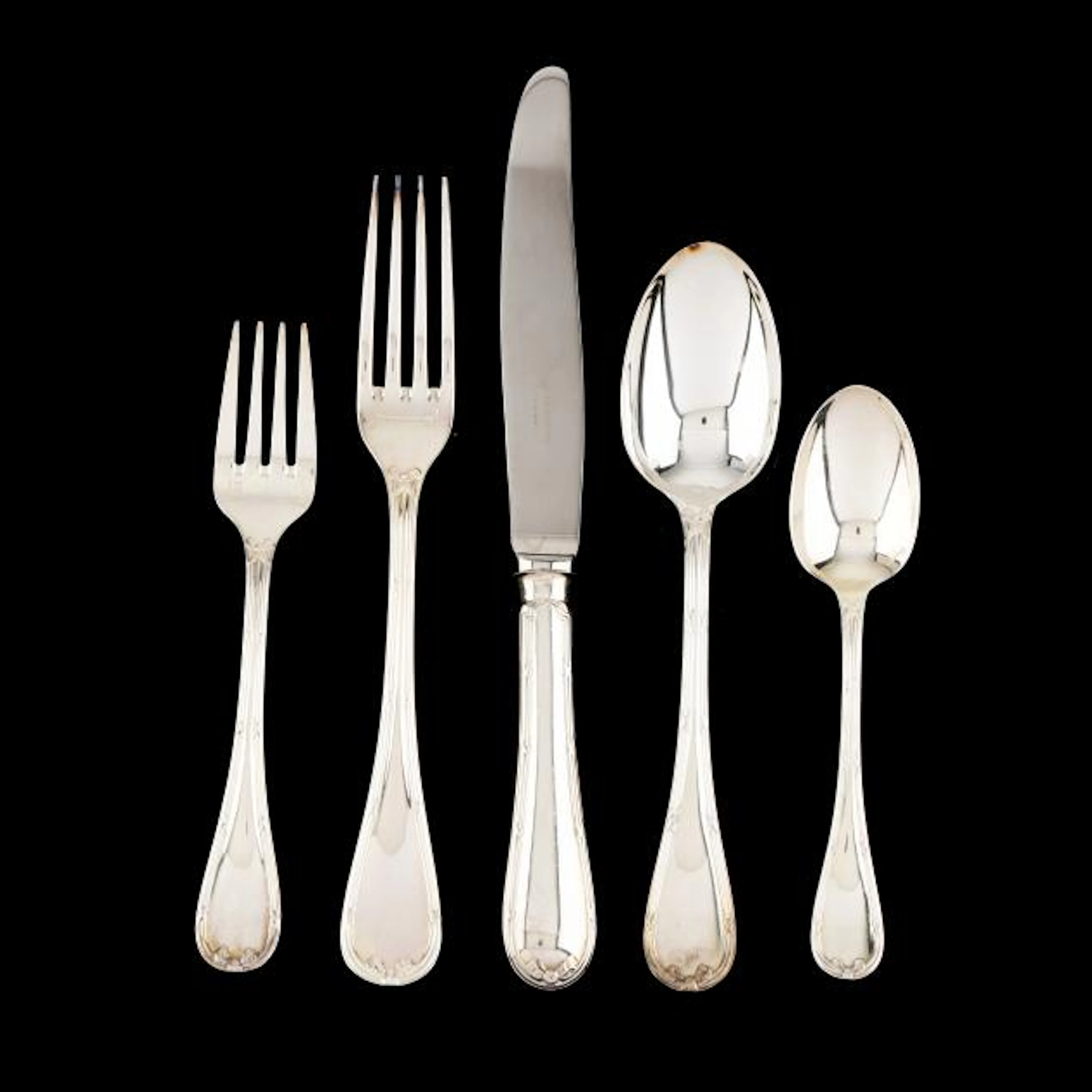 Christofle Rubans Silver-Plated Flatware Service for Thirteen