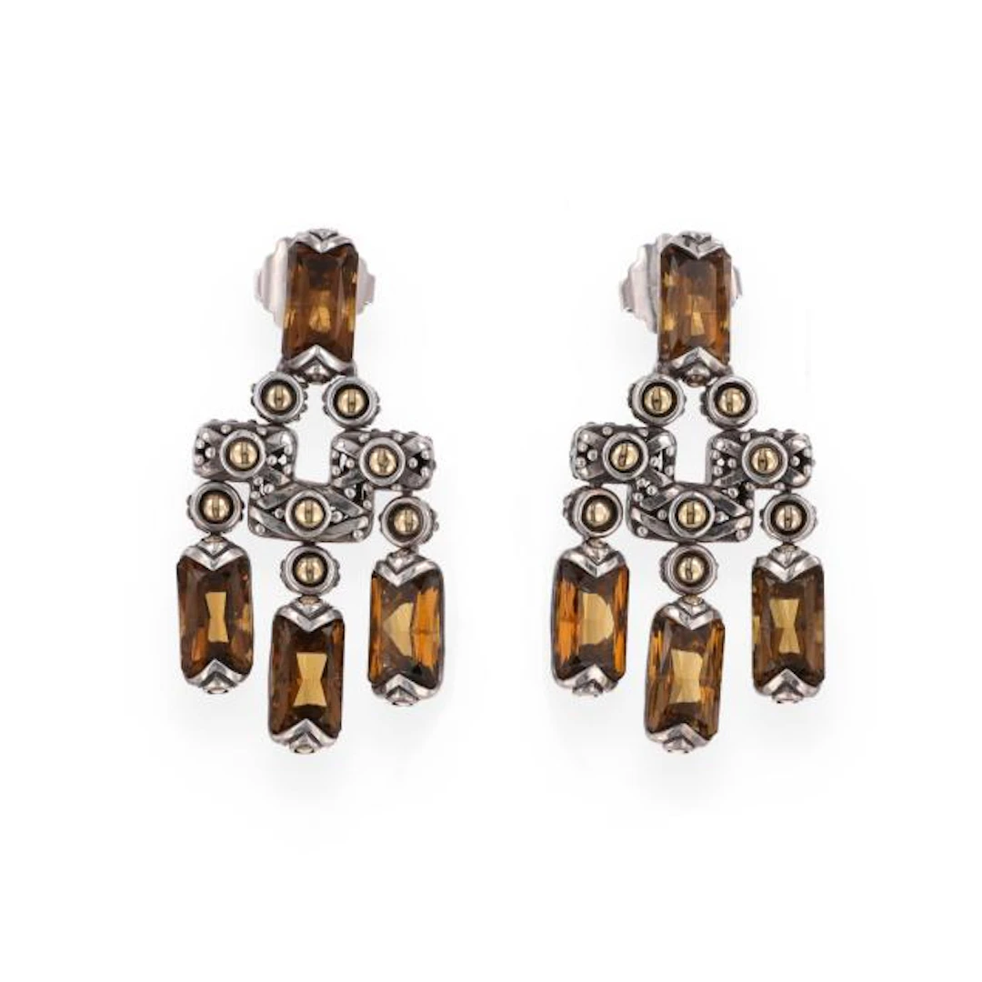 Silver, Gold, and Citrine Dangle Earrings, John Hardy