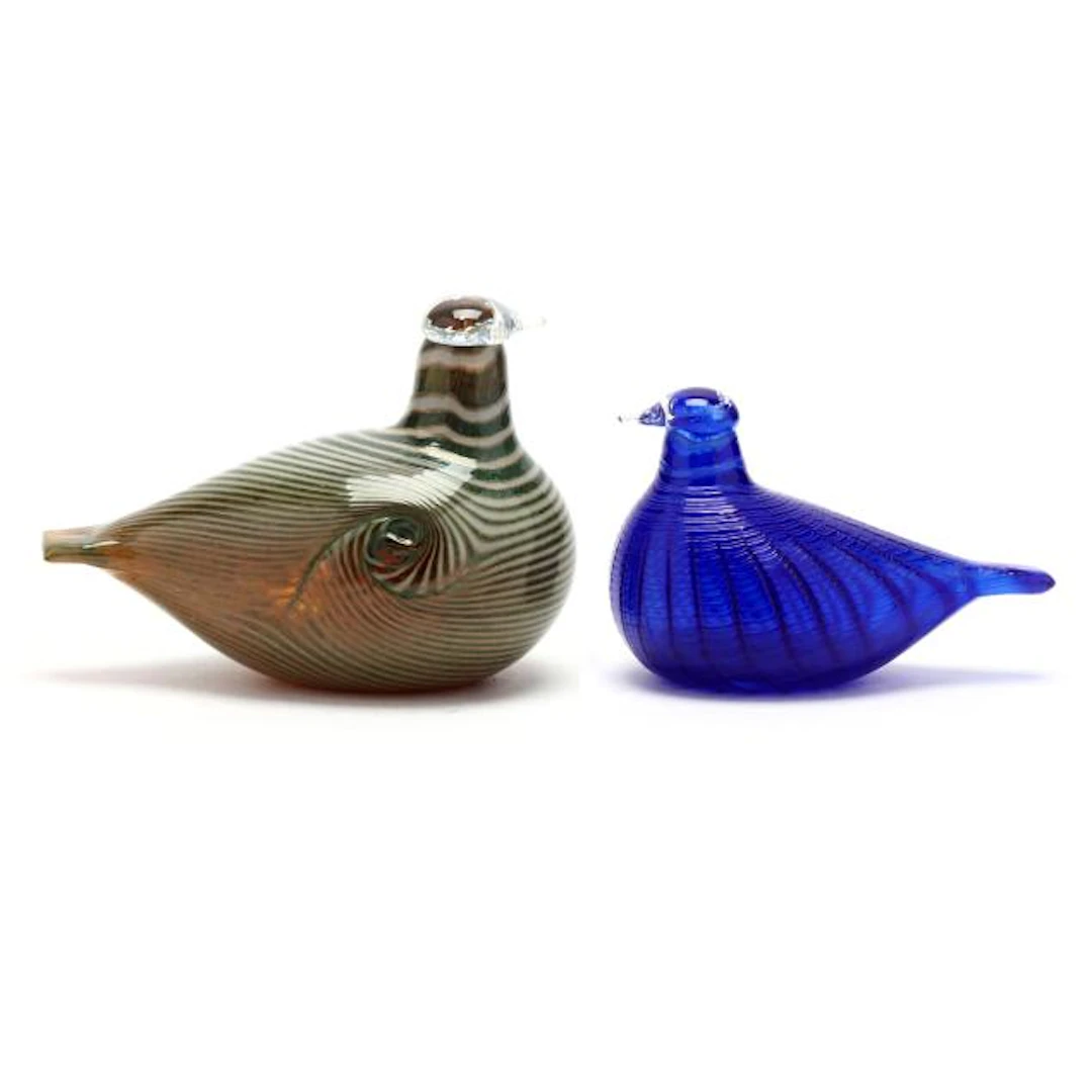 Oiva Toikka (Finnish, 1931-2019), Two Art Glass Birds