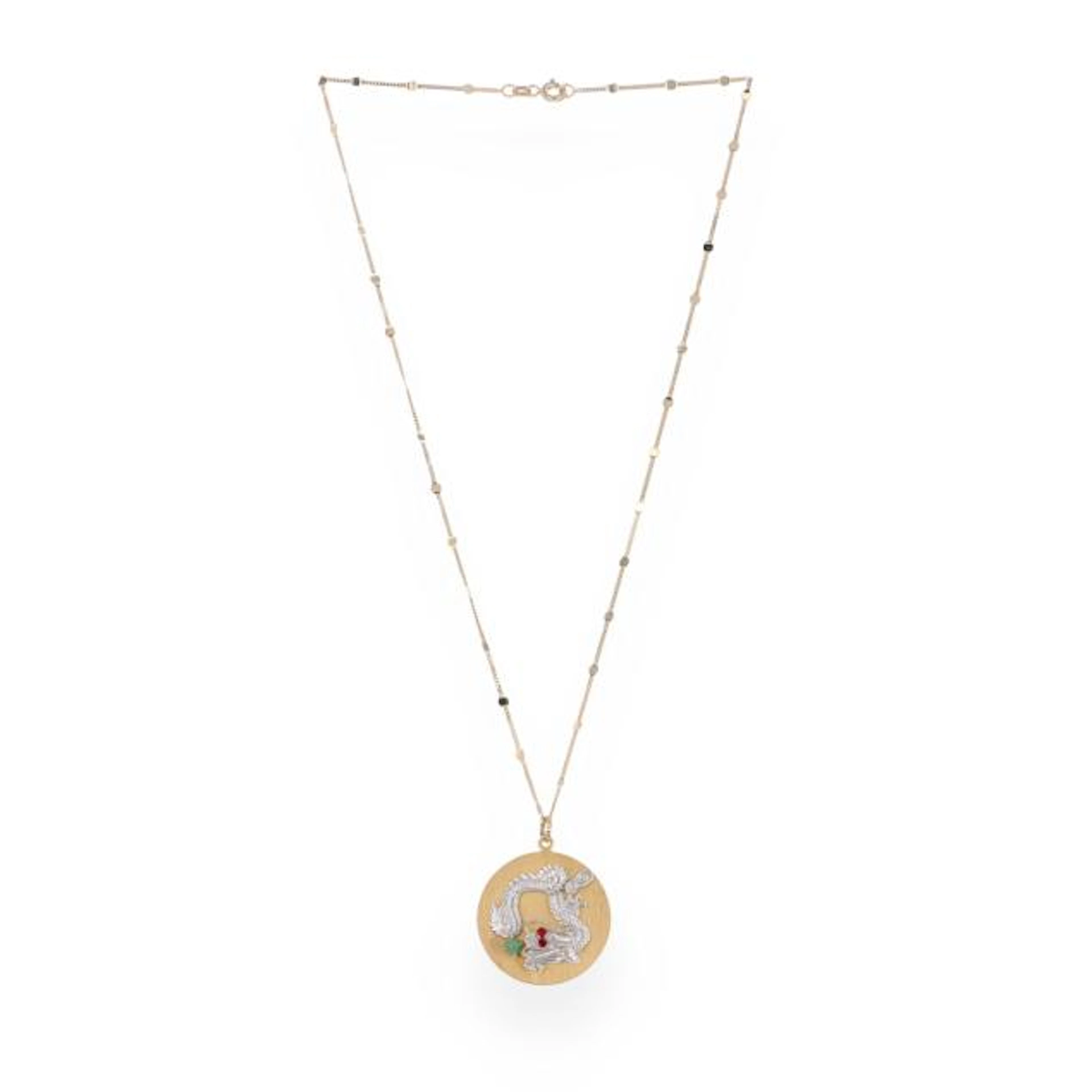 Gold Dragon Motif Pendant Necklace