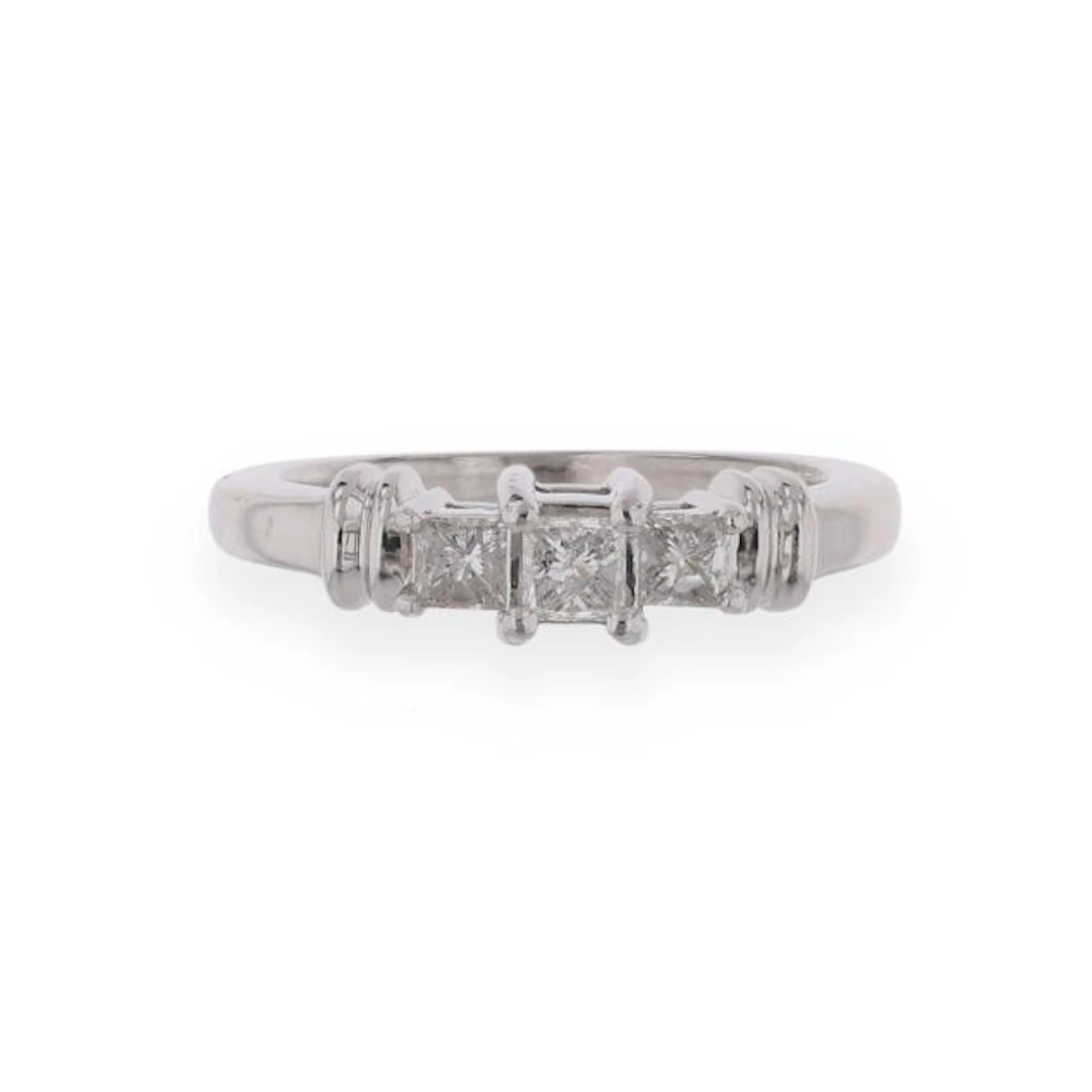 Platinum and Diamond Three-Stone Ring