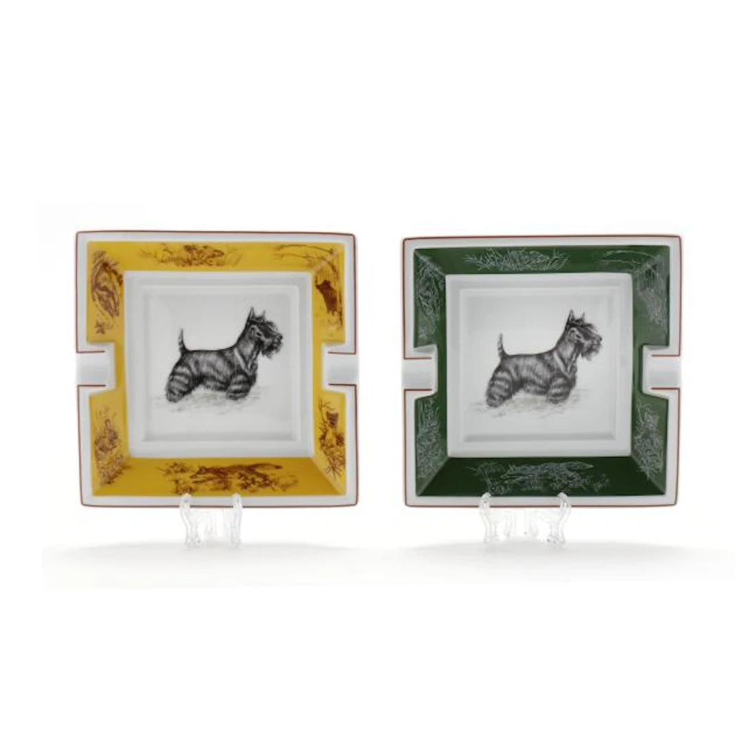 Two Hermès Scottish Terrier Ashtrays