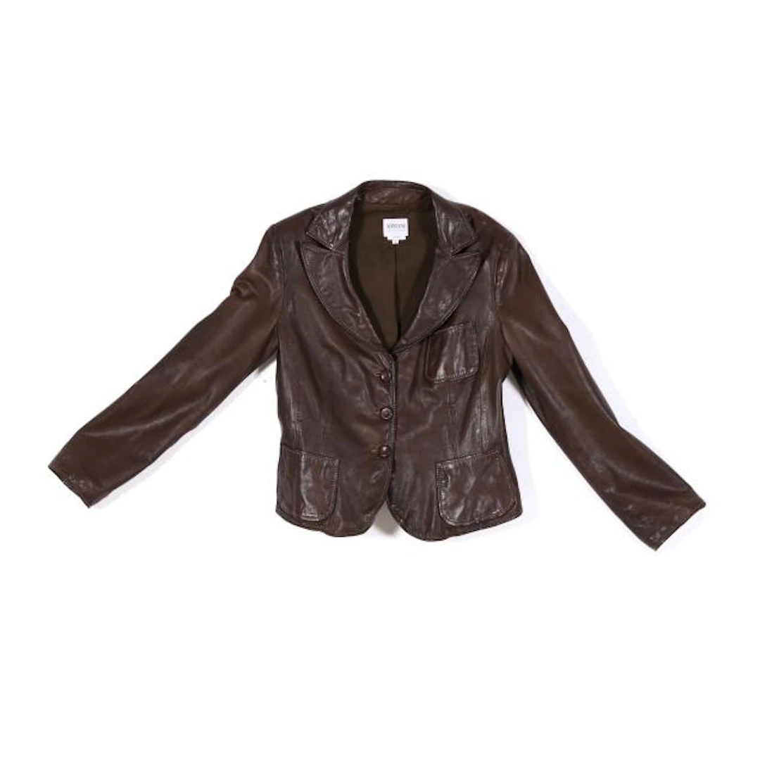 Brown Leather Blazer Jacket, Armani