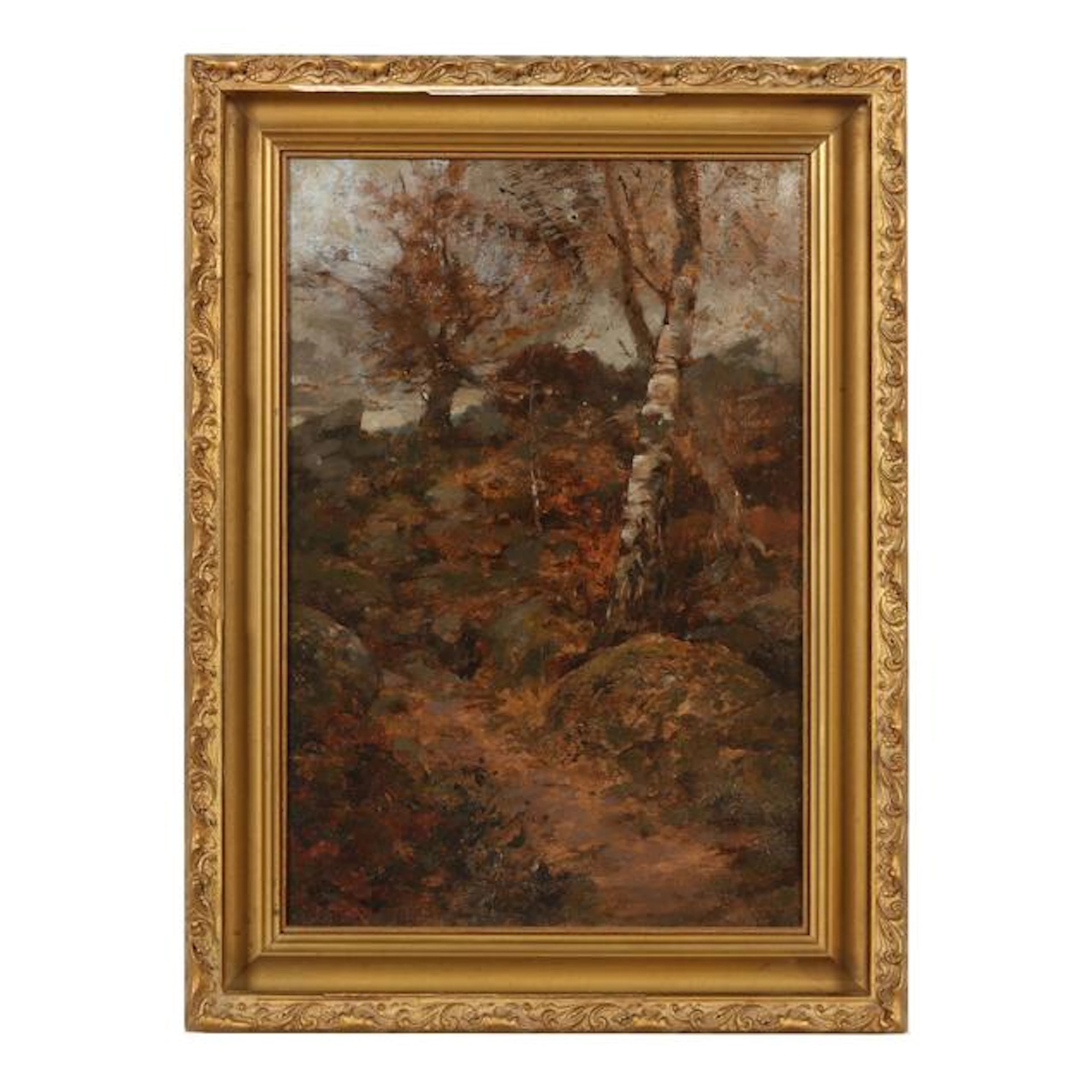 Vintage Painting of an Autumn Landscape with Trees