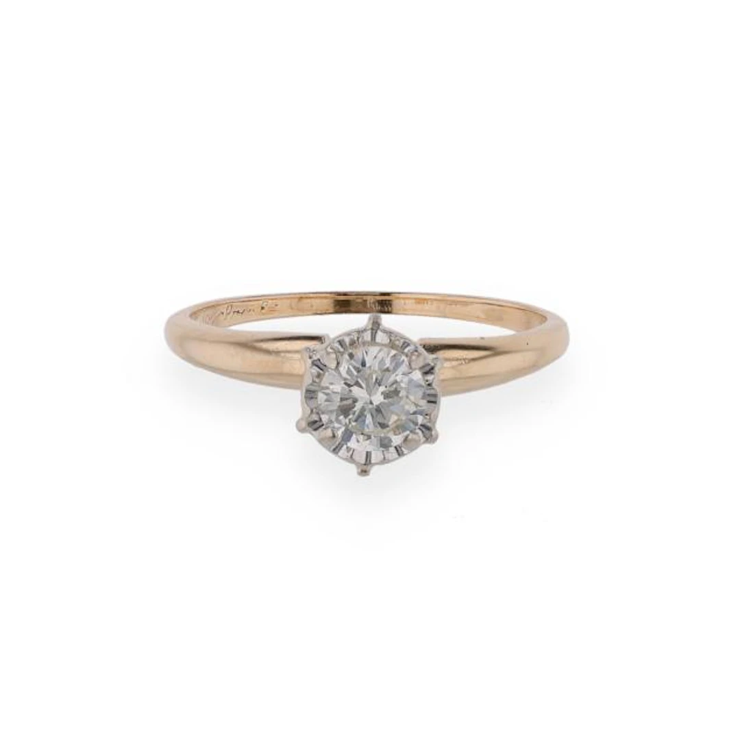 Gold and Diamond Solitaire Ring