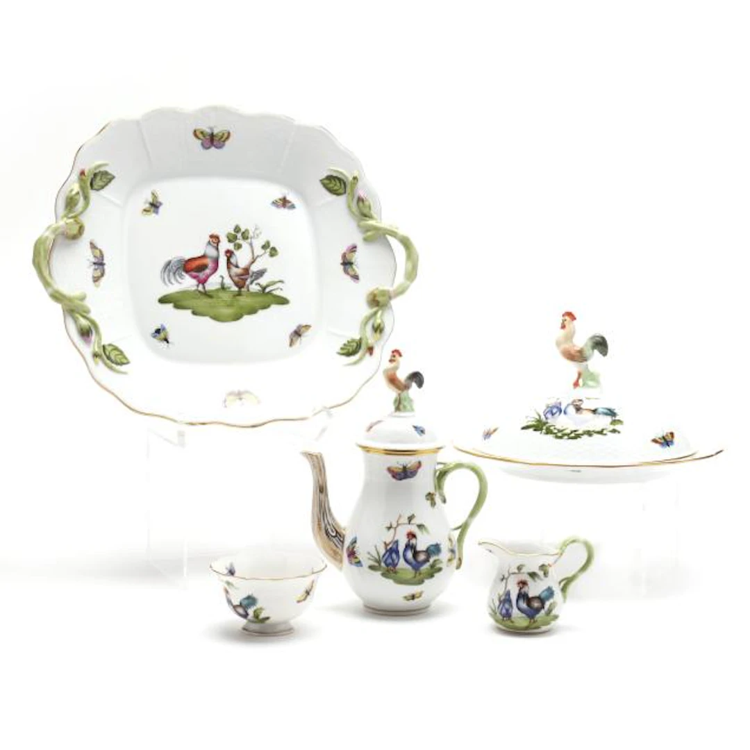 A Group of Five Herend Chanticleer Servingware Items