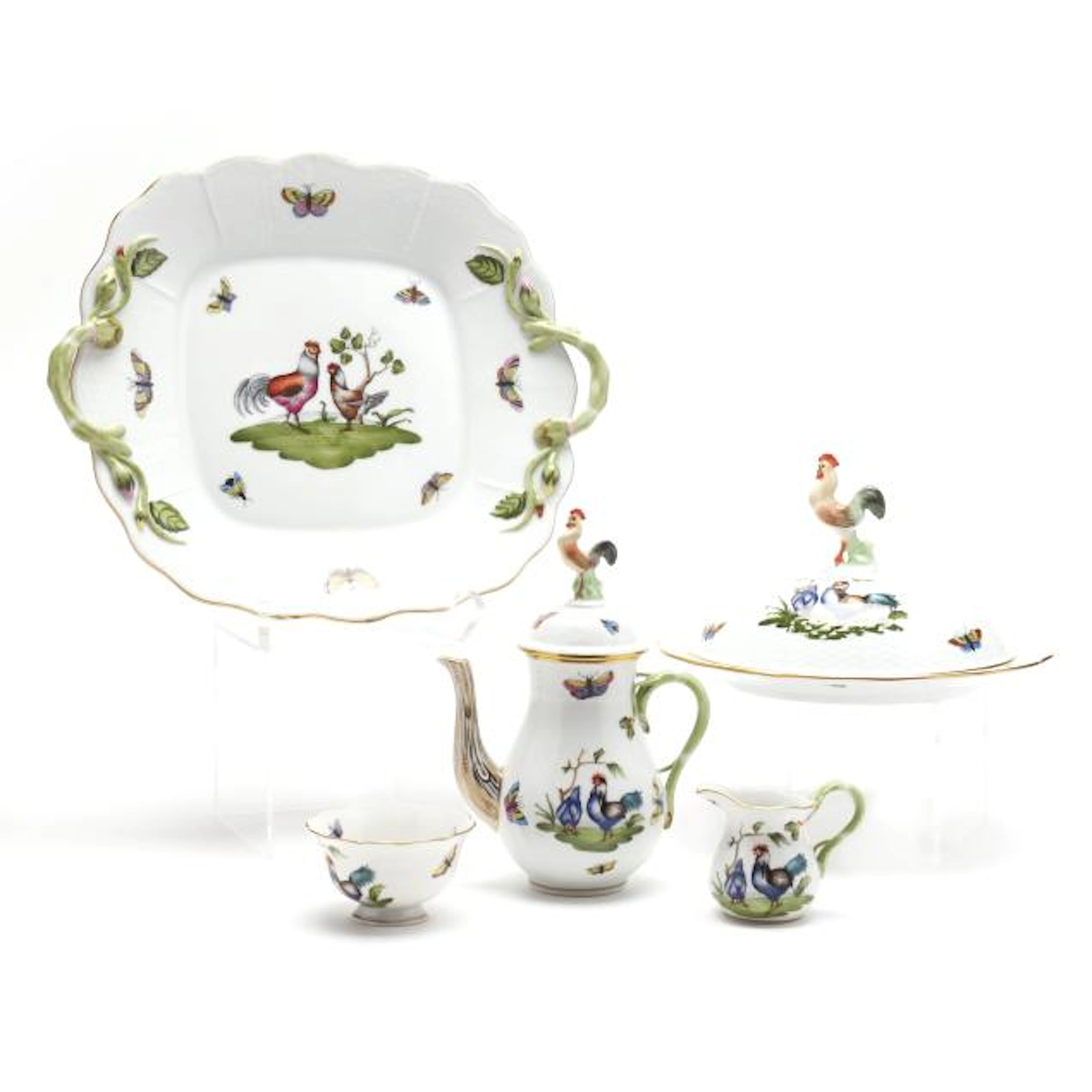 A Group of Five Herend Chanticleer Servingware Items