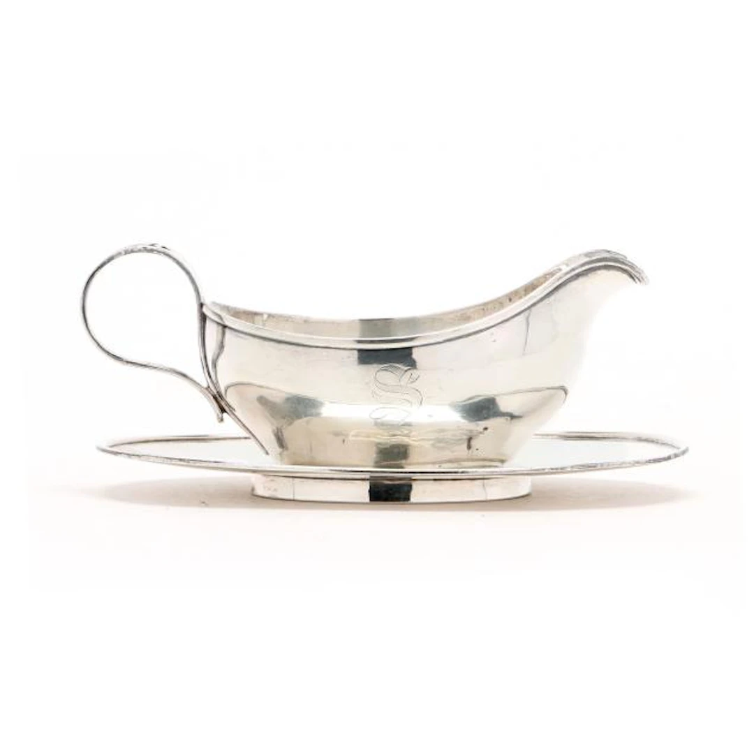 Arts and Crafts Sterling Silver Sauce Boat and Underplate by Arthur Stone