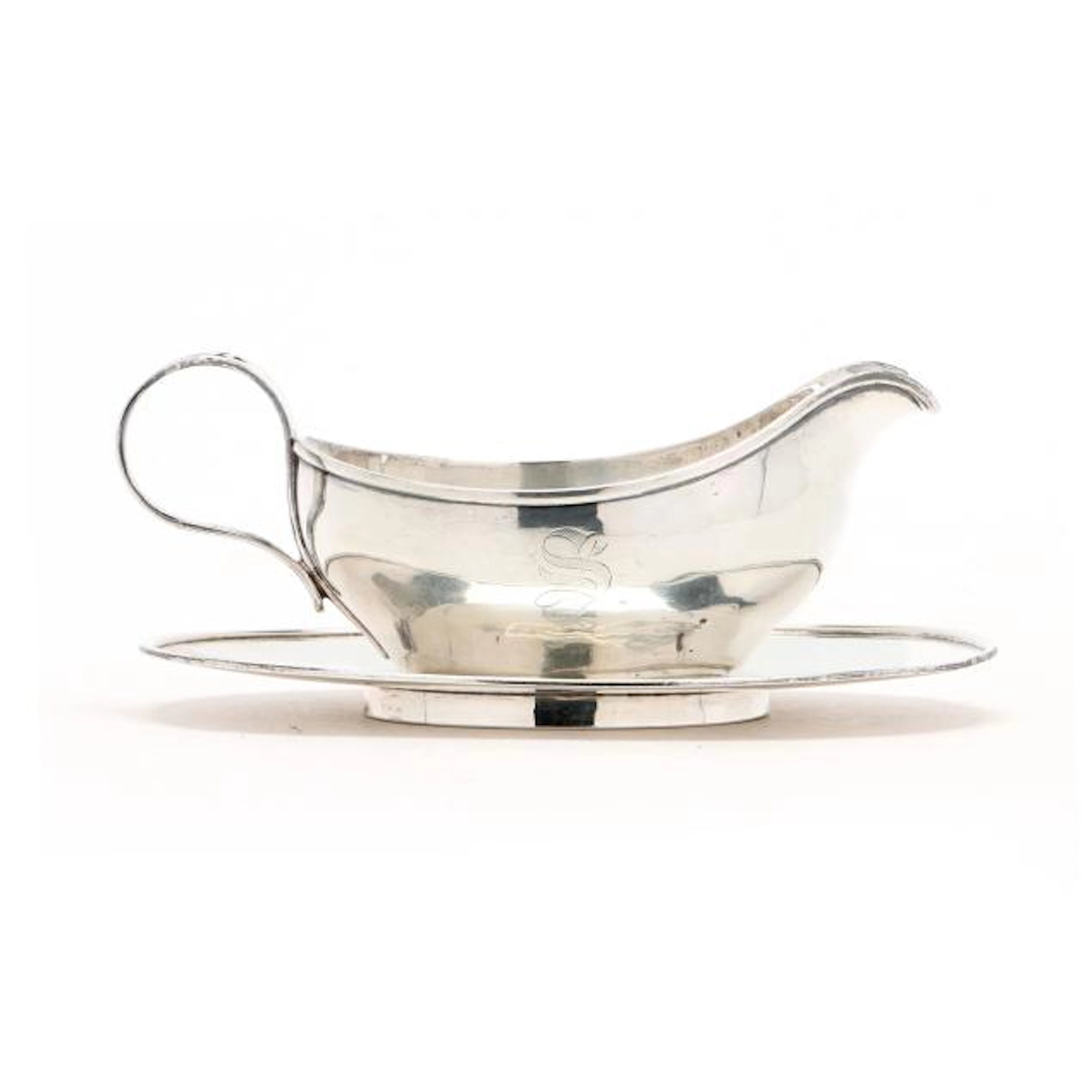 Arts and Crafts Sterling Silver Sauce Boat and Underplate by Arthur Stone