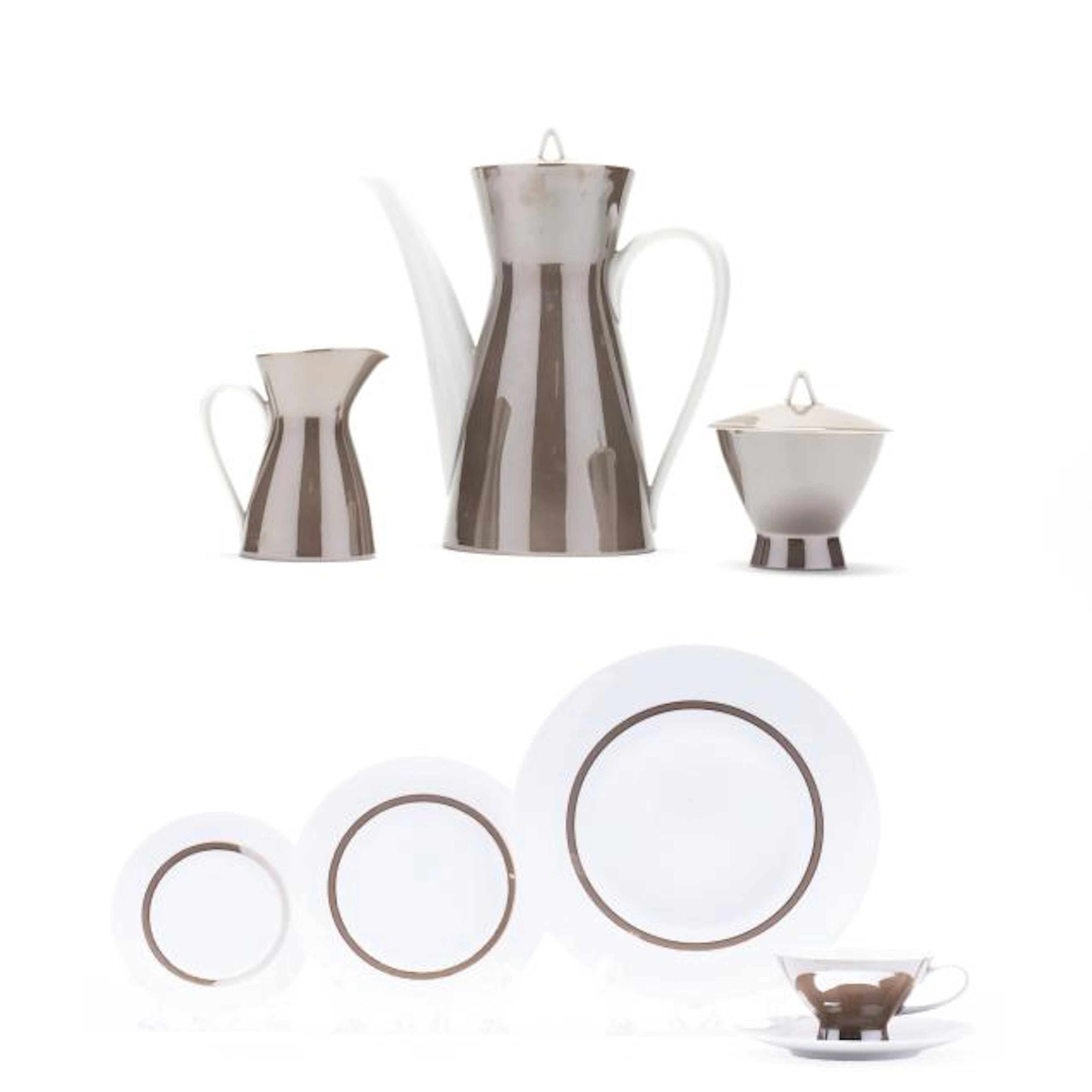 Rosenthal, Taupe Band Dinnerware Service for Eight