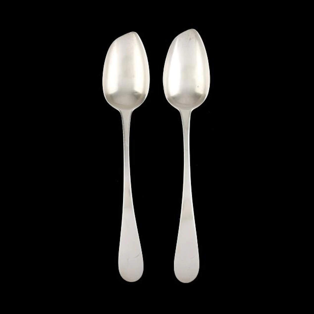 Pair of Petersburg, Virginia Coin Silver Tablespoons, Mark of Ebenezer Thomas
