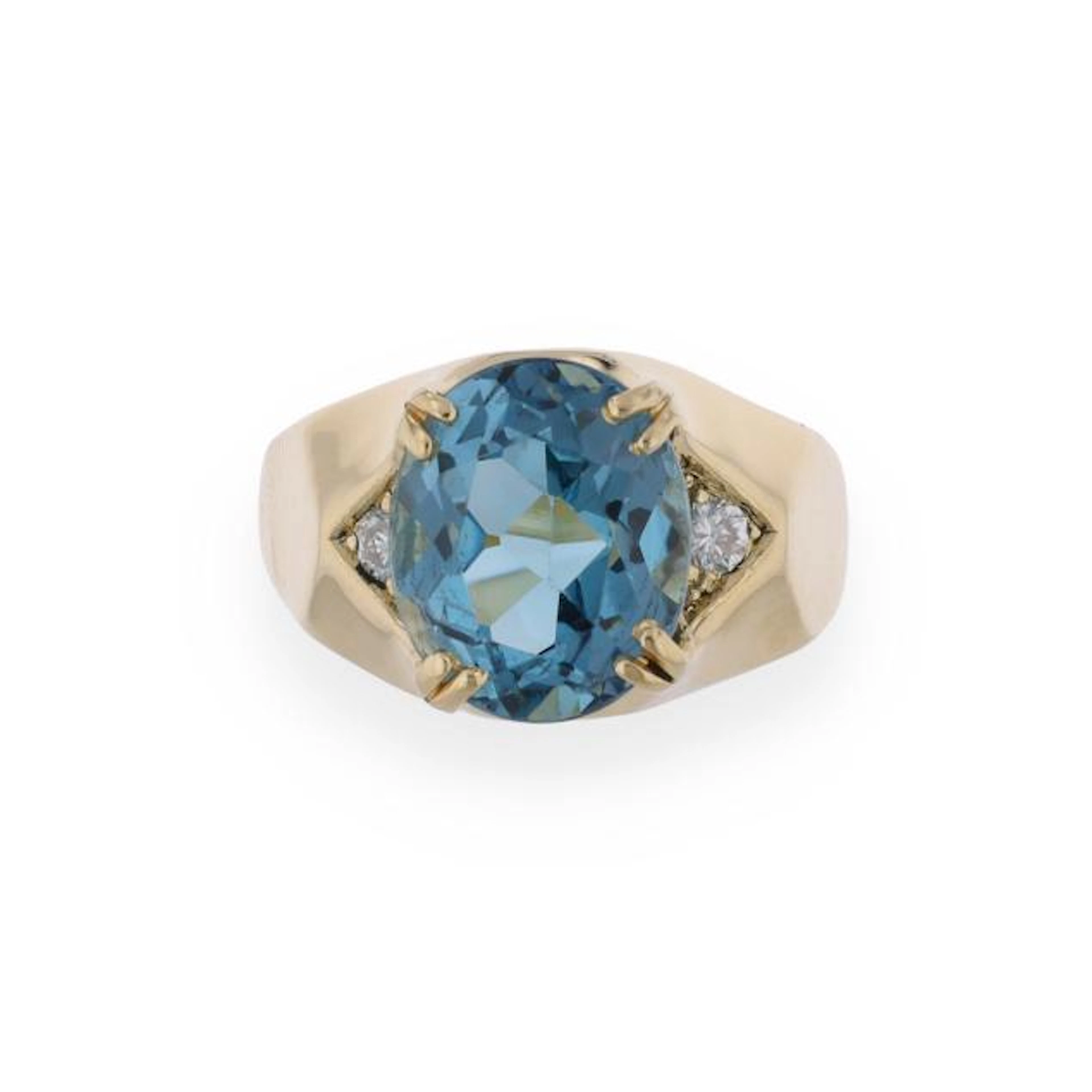 Gold, Blue Topaz, and Diamond Ring