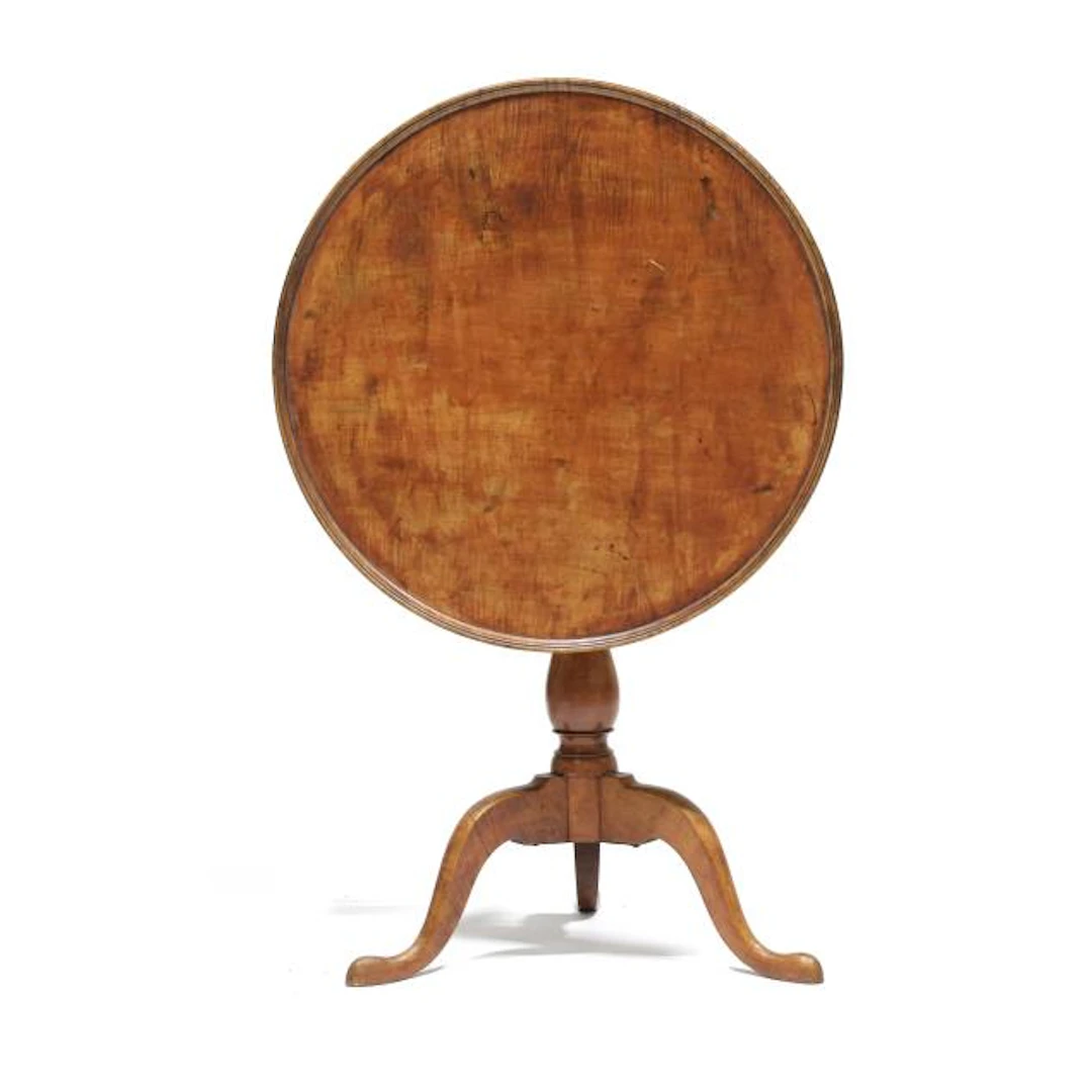 New England Figured Maple Tilt Top Tea Table