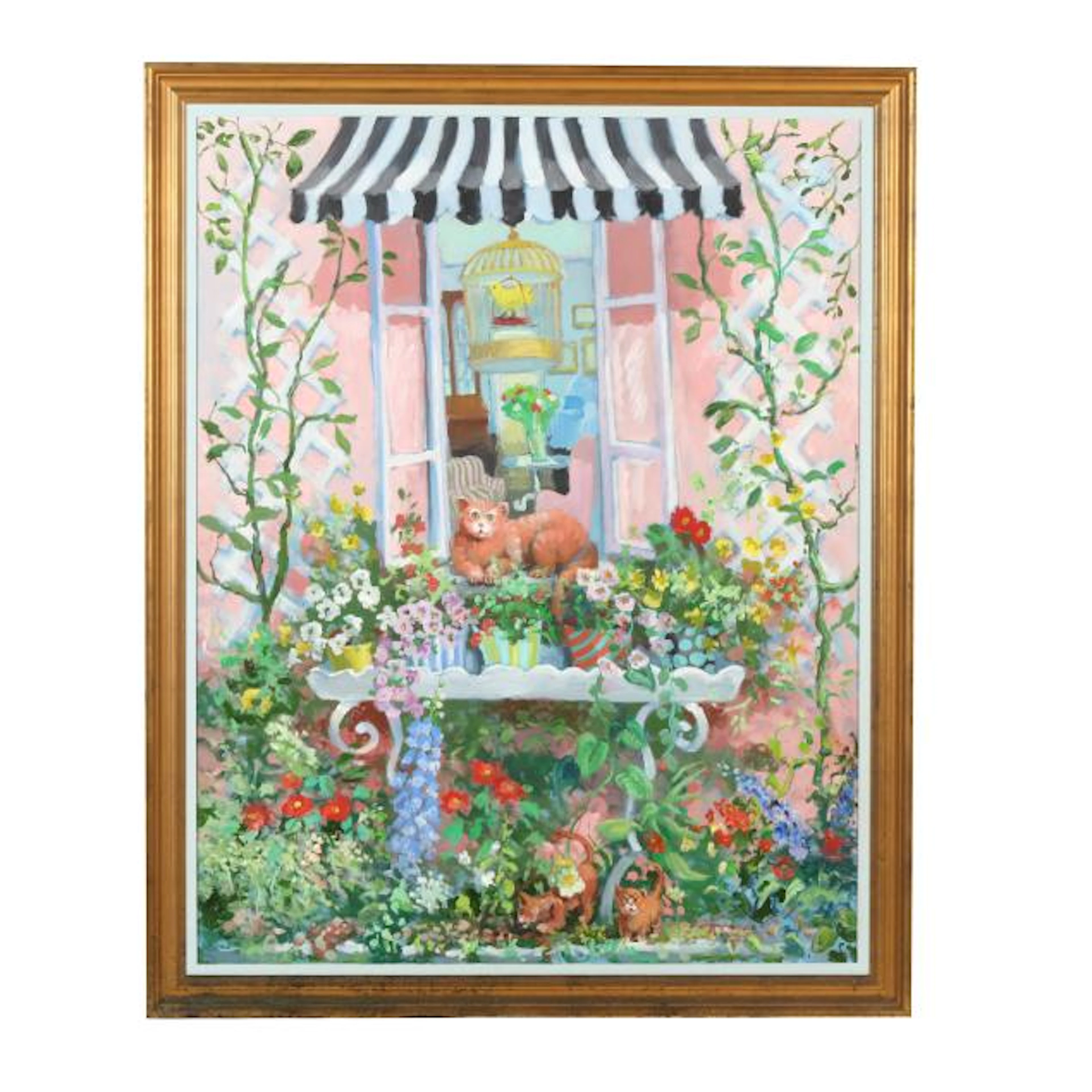 Dan Poole (American, 1942-2023), Cheery Window with Cat and Kittens