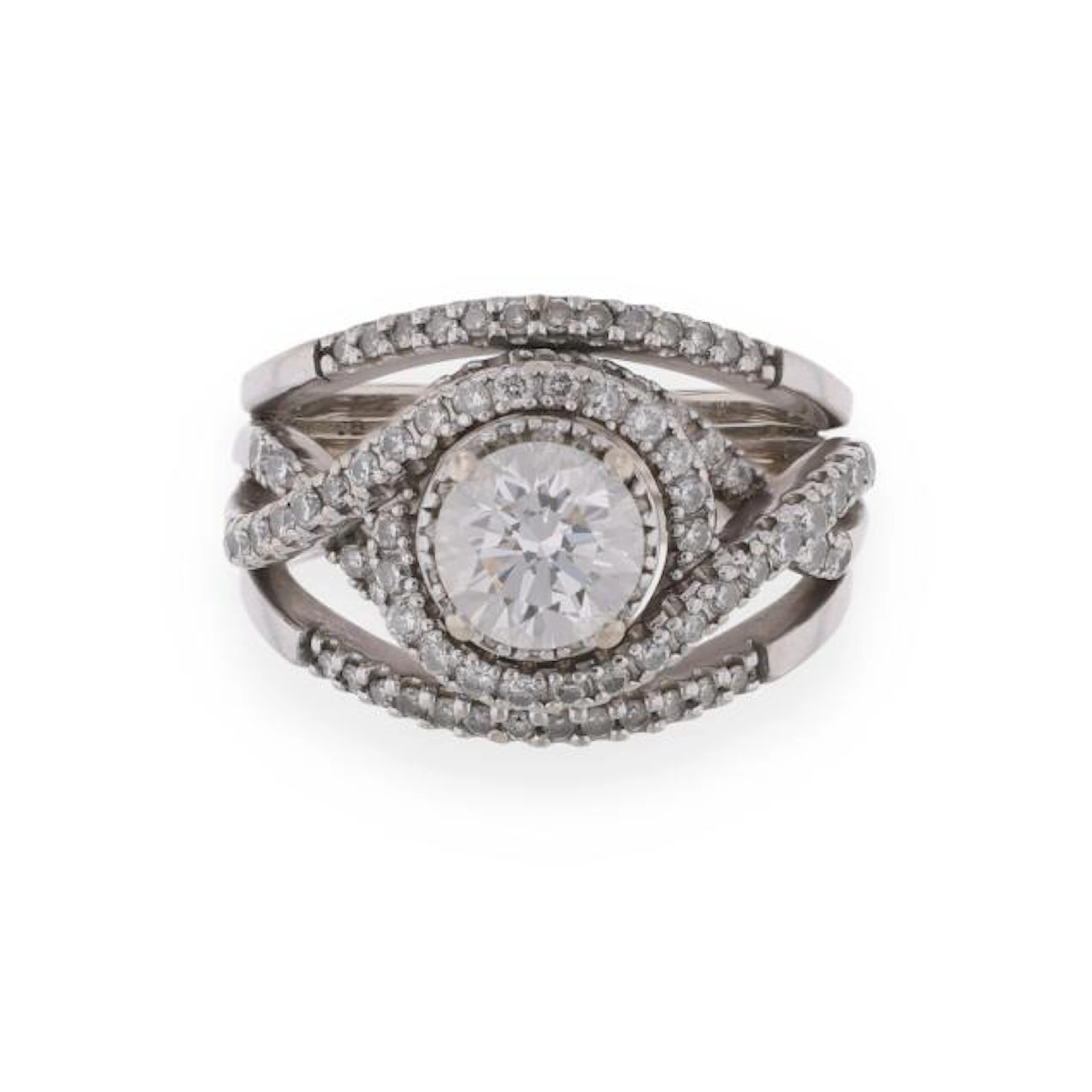 White Gold and Diamond Bypass Ring