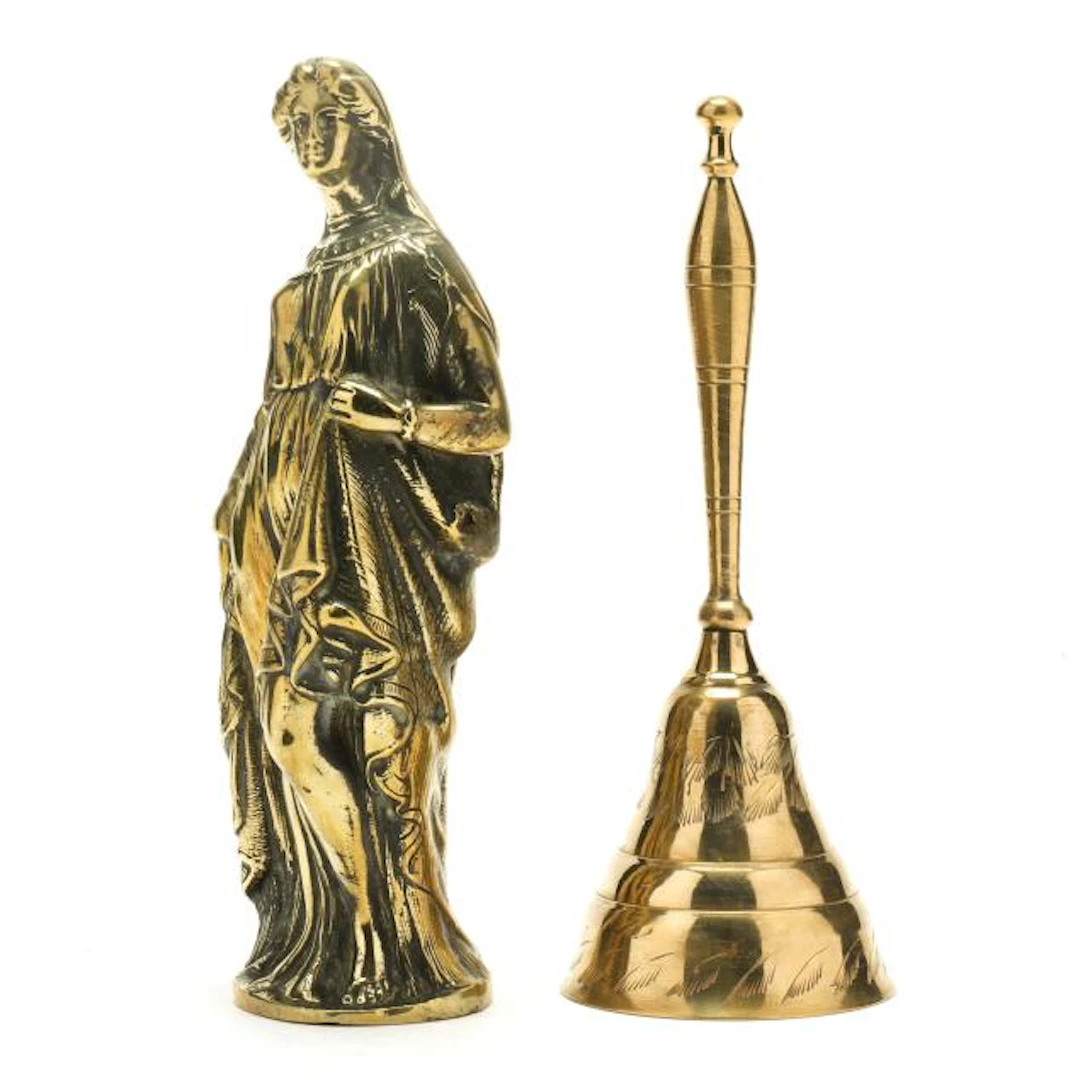 Vintage Cast Brass Figure of Venus and Bell