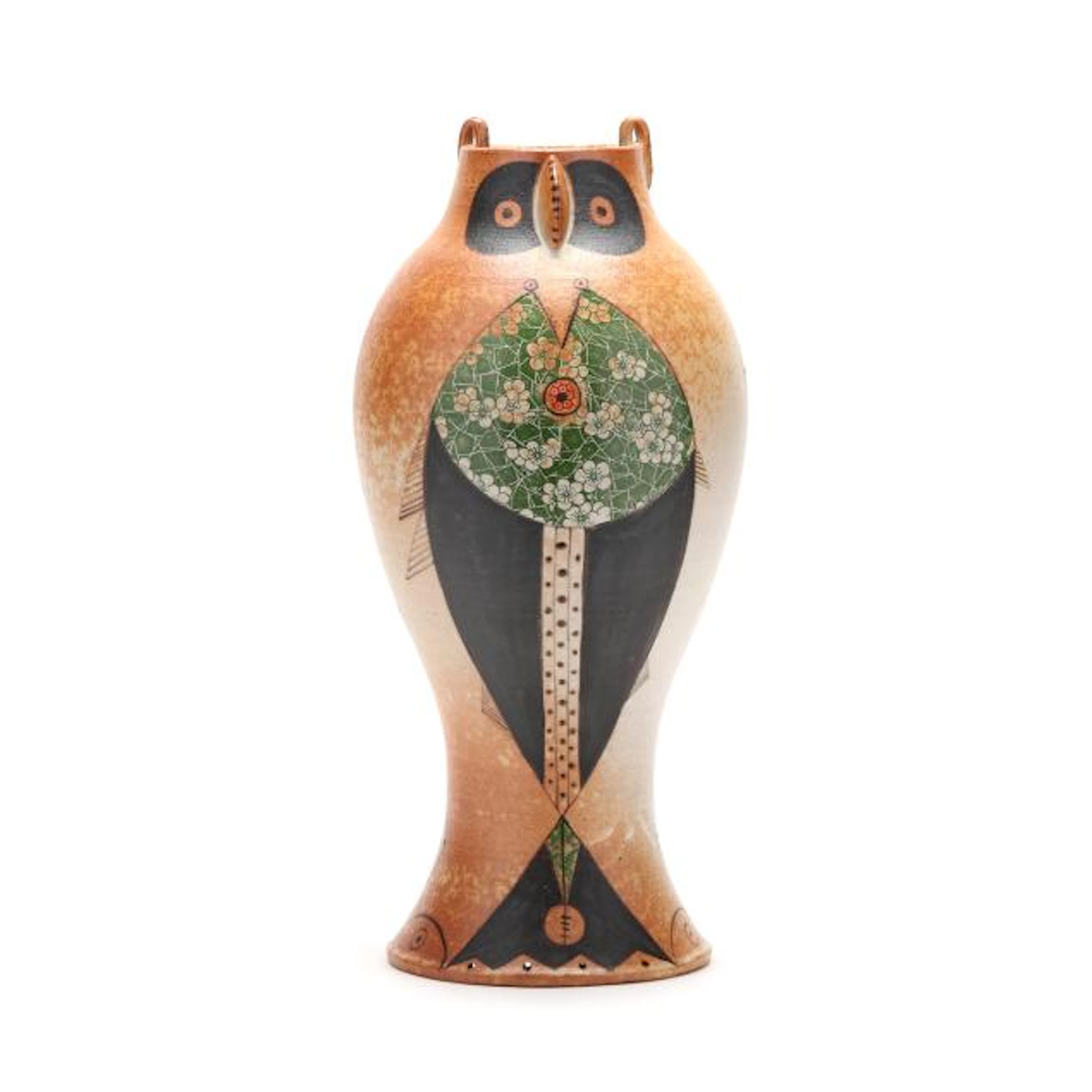 Fred Johnston and Carol Gentithes (Seagrove, NC), Stoneware Owl and Fish Vase