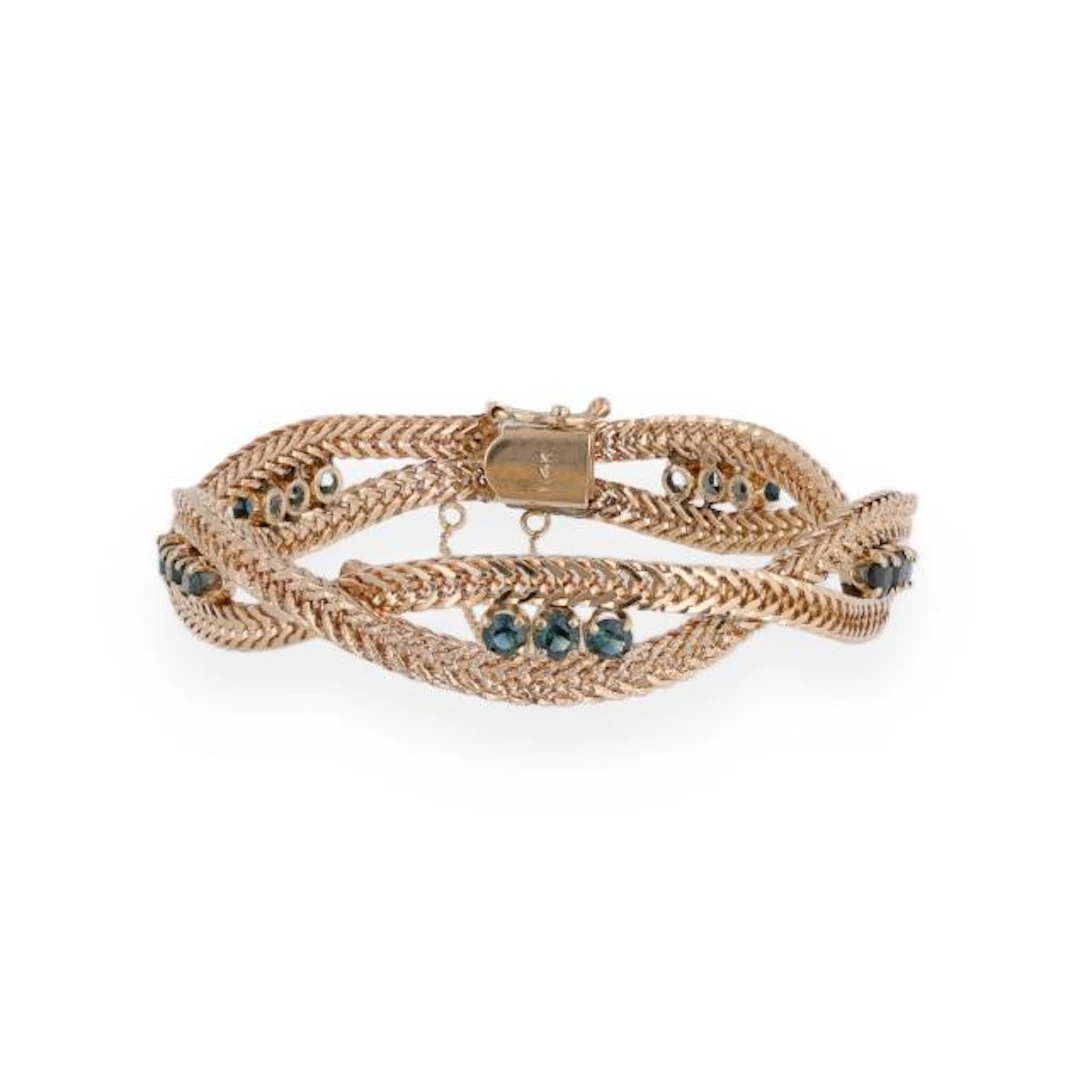 Gold and Sapphire Woven Bracelet