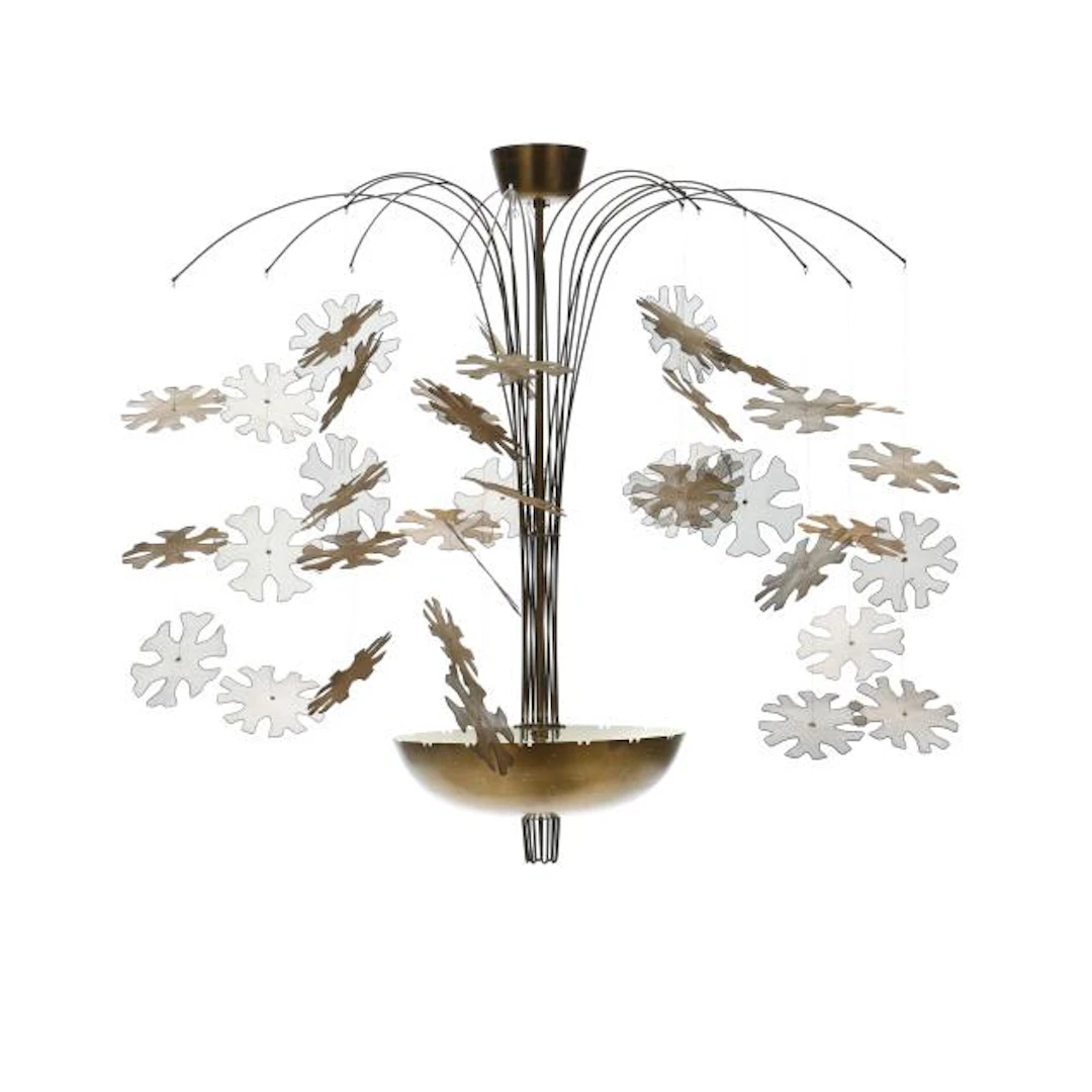 Paavo Tynell (1890-1973), Rare Snowflake Chandelier, Model 9041