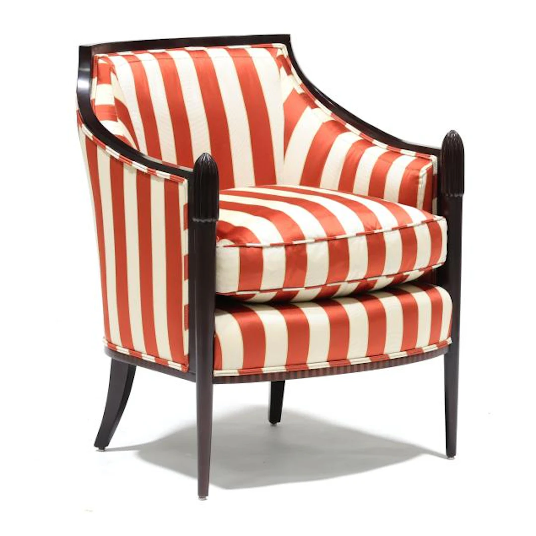 Baker Furniture, Striped Silk Club Chair