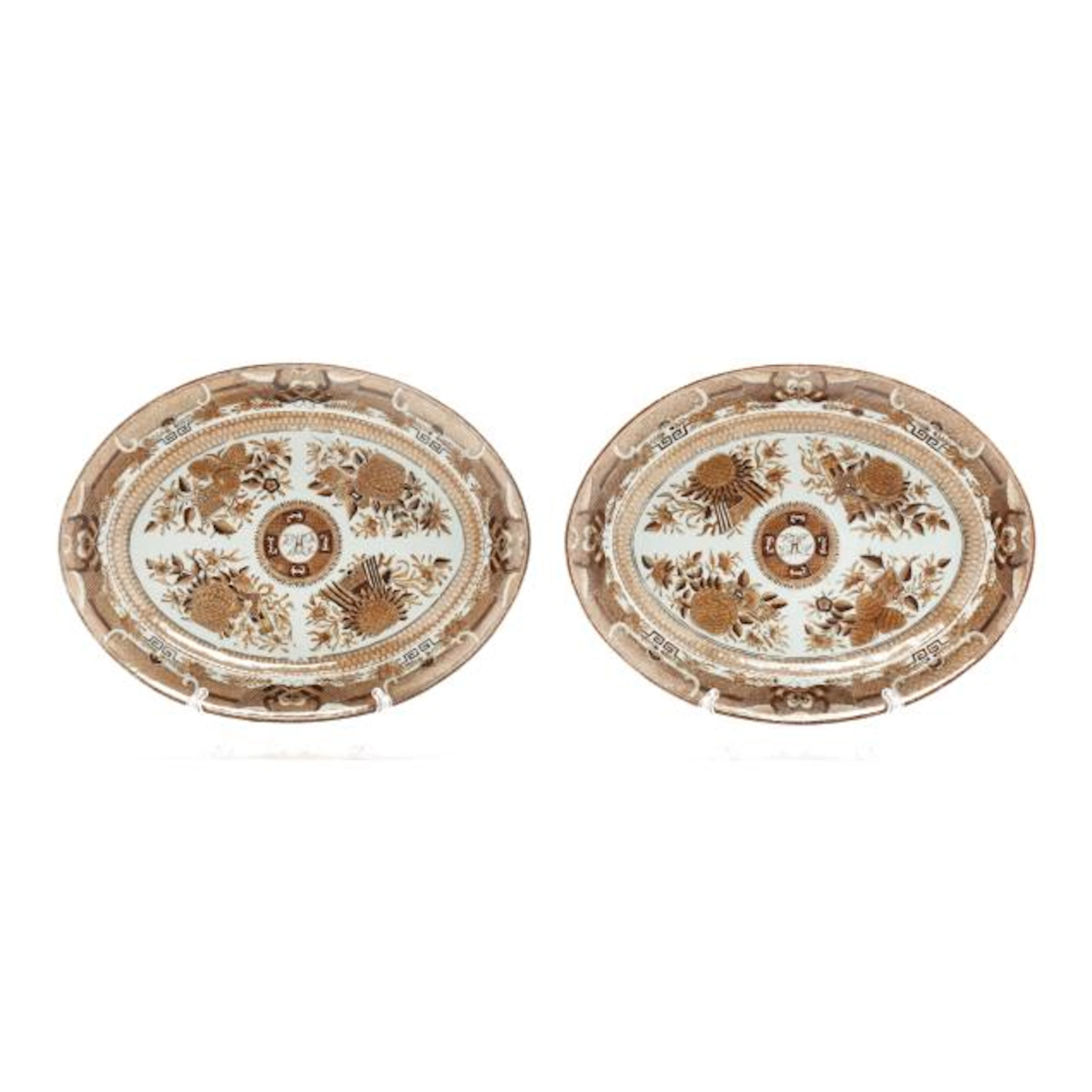 A Pair of Chinese Export Porcelain Fitzhugh Oval Platters