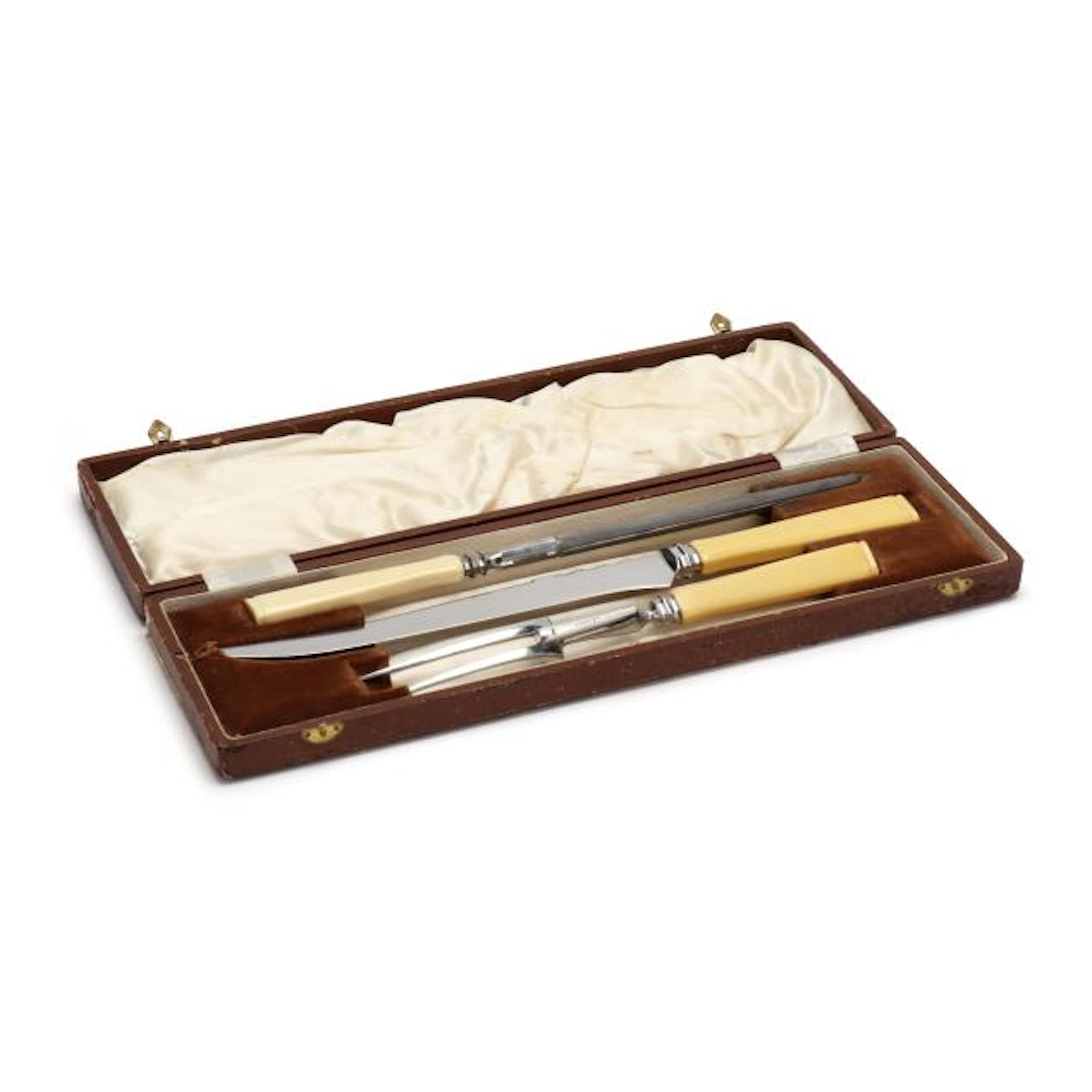 Cased Bone Handled Carving Set, Retailed by Harrods