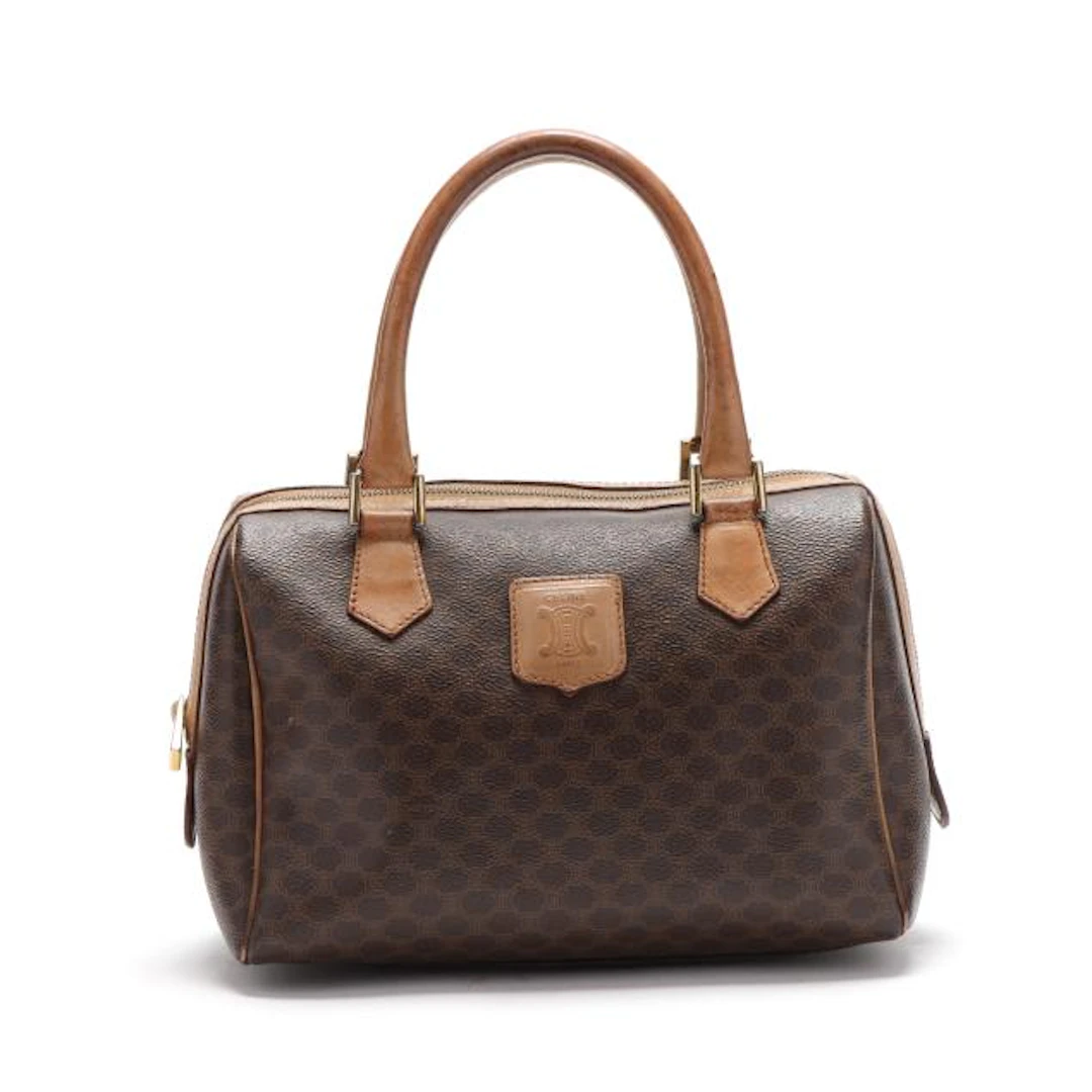 Vintage Brown Macadam Boston Bag, Celine