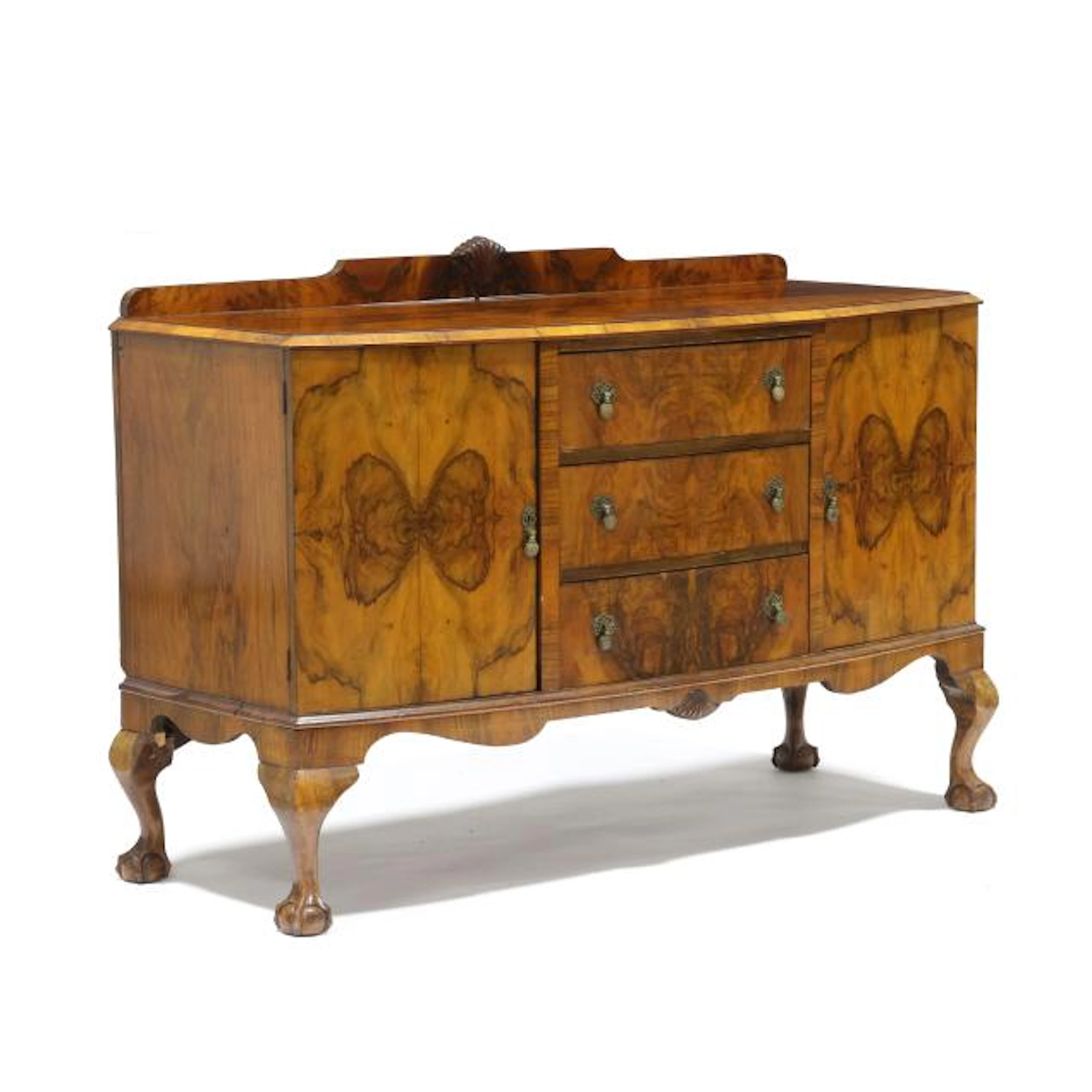 Edwardian Burl Walnut Bow-Front Sideboard
